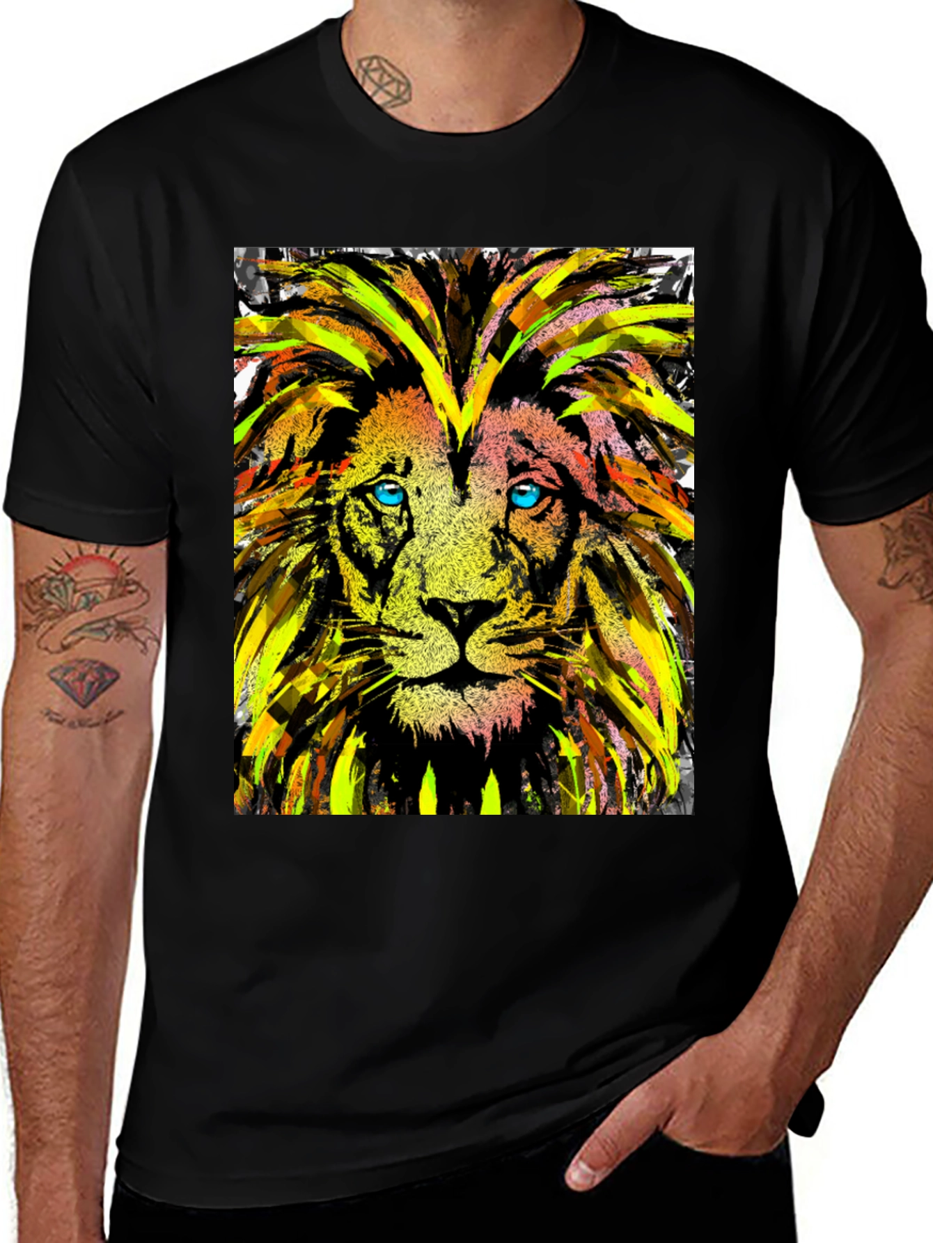 Lion Art Graphic Tee - Cool Animal Print T-Shirt