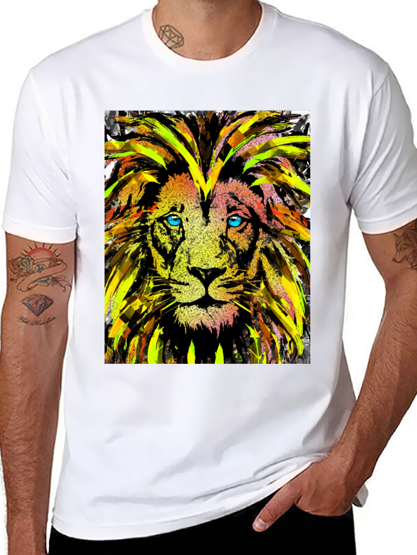 Lion Art Graphic Tee - Cool Animal Print T-Shirt