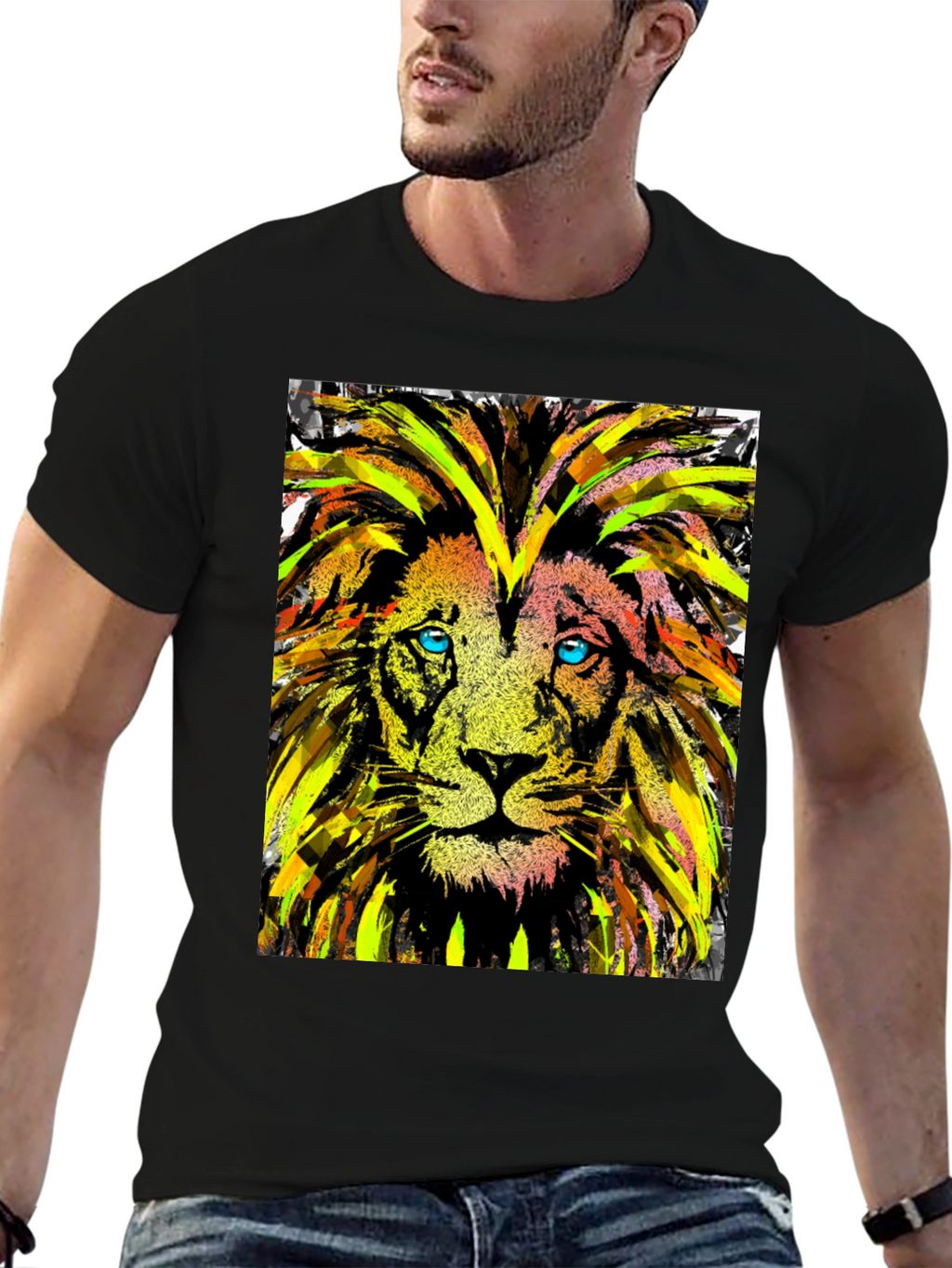 Lion Art Graphic Tee - Cool Animal Print T-Shirt