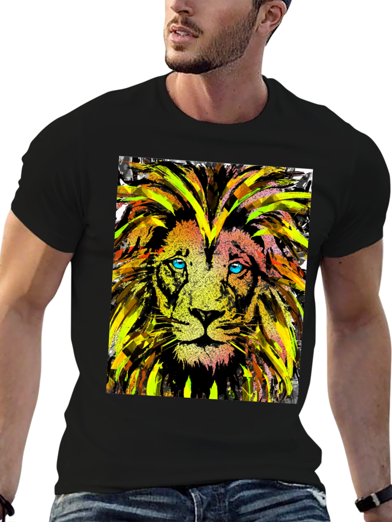 Lion Art Graphic Tee - Cool Animal Print T-Shirt