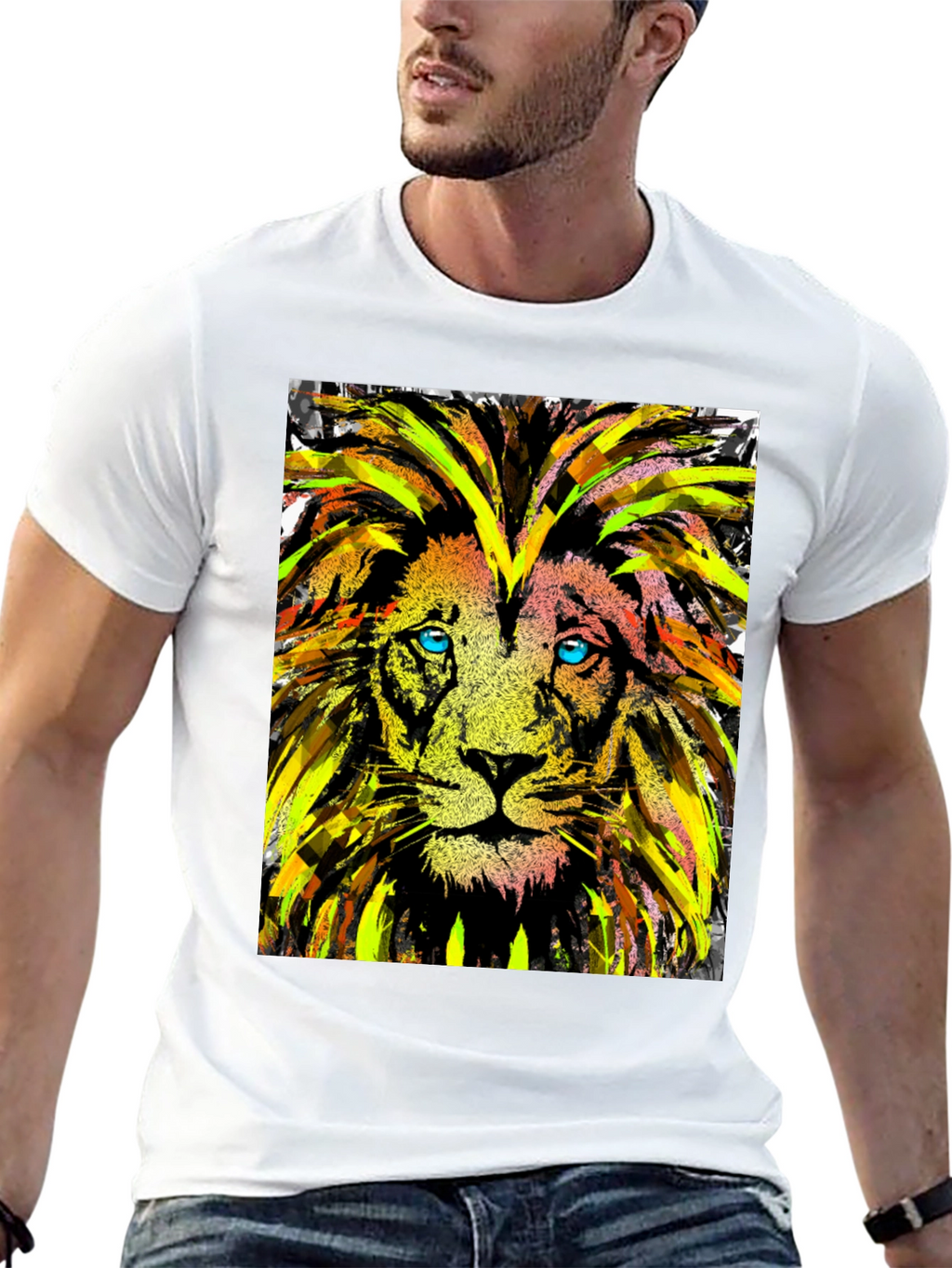 Lion Art Graphic Tee - Cool Animal Print T-Shirt