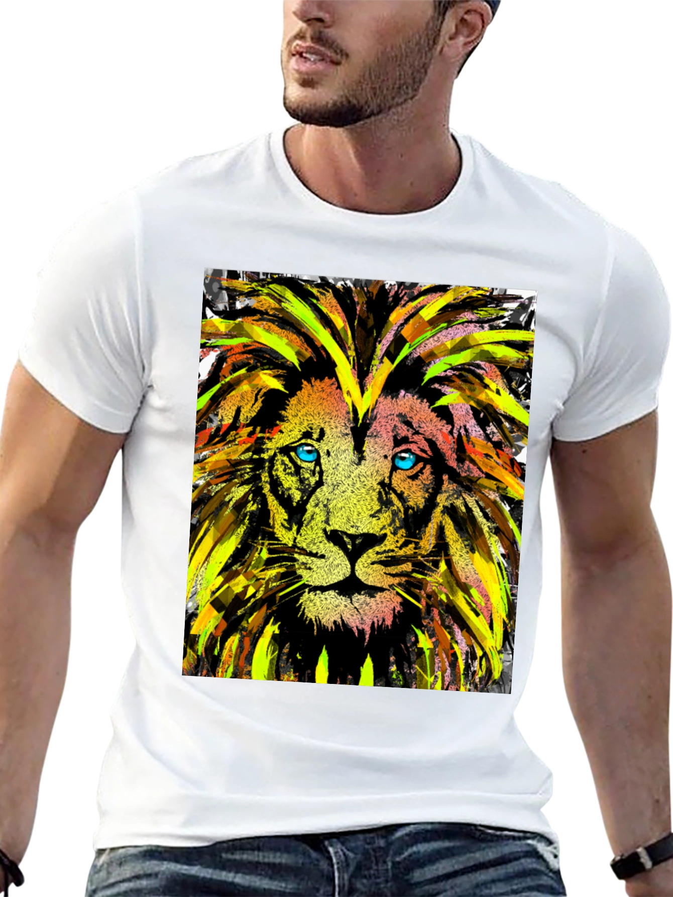 Lion Art Graphic Tee - Cool Animal Print T-Shirt
