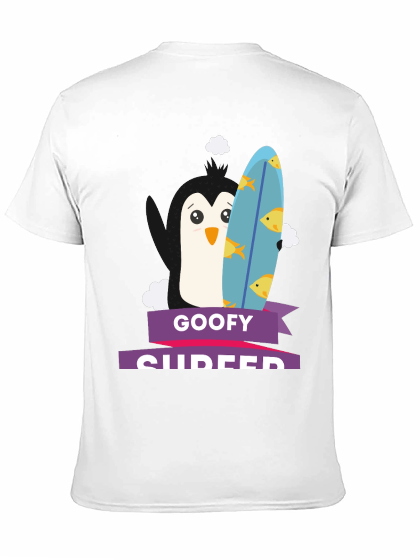 Goofy Surfer Penguin Graphic Tee - Black