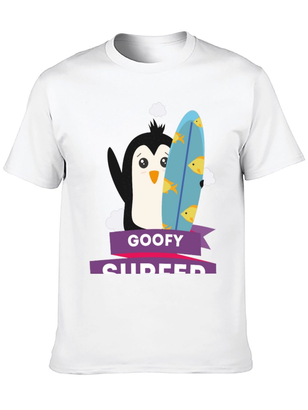 Goofy Surfer Penguin Graphic Tee - Black