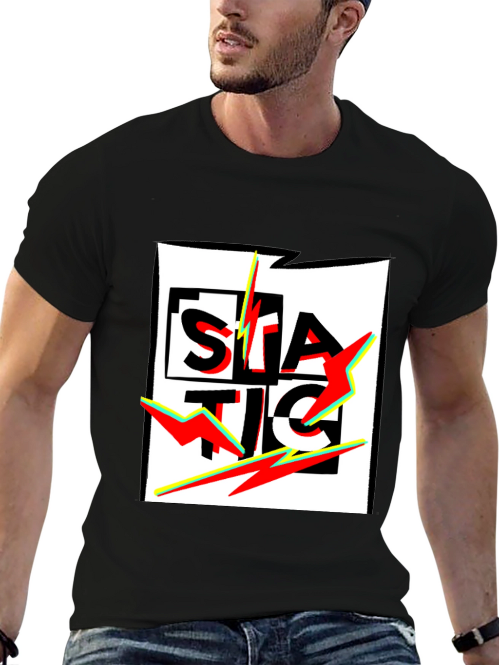 Static Graphic Black T-Shirt