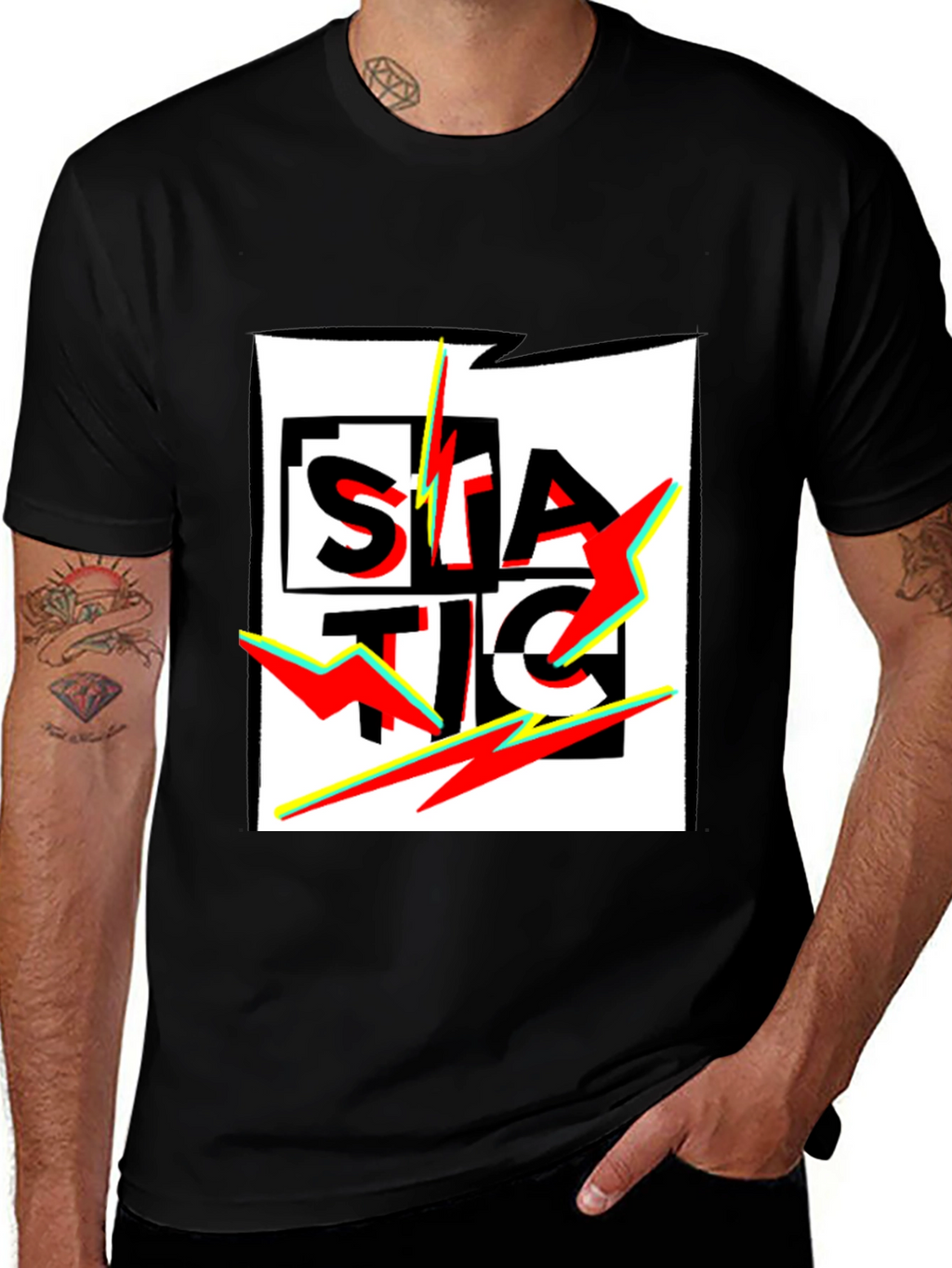 Static Graphic Black T-Shirt