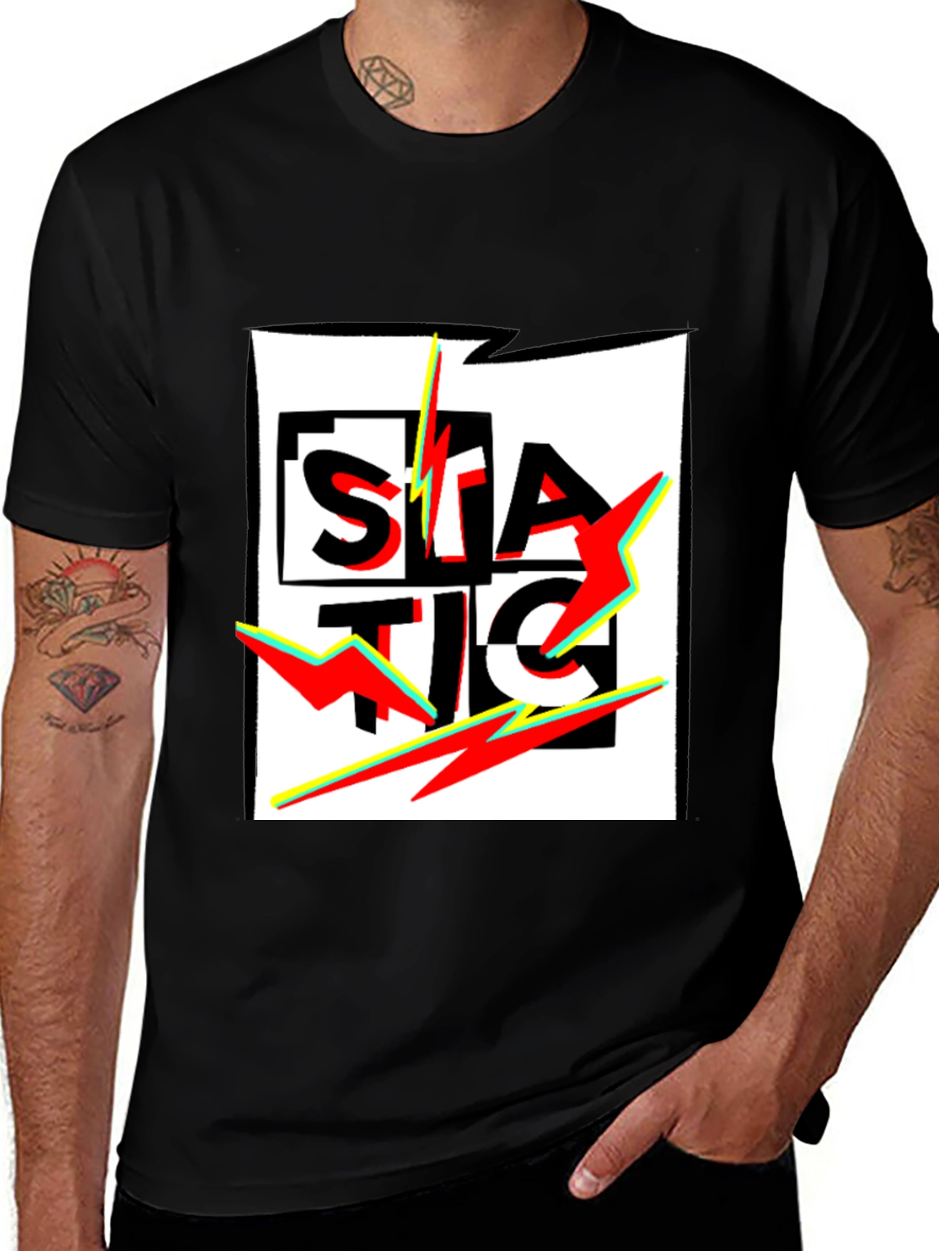 Static Graphic Black T-Shirt