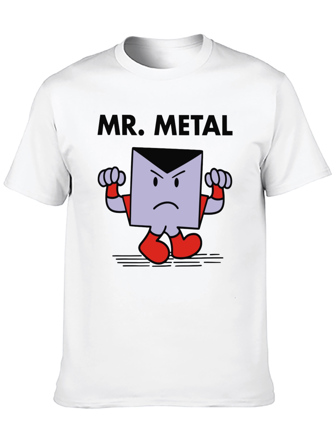 Mr. Metal Cartoon Graphic Print Black T-Shirt