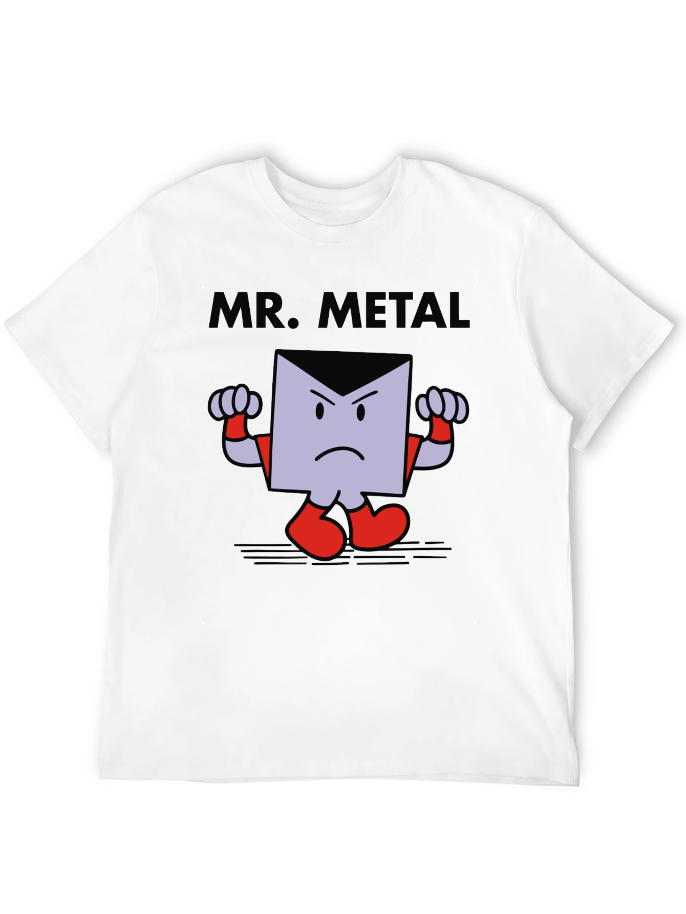 Mr. Metal Cartoon Graphic Print Black T-Shirt