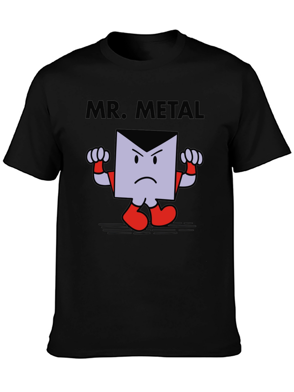 Mr. Metal Cartoon Graphic Print Black T-Shirt