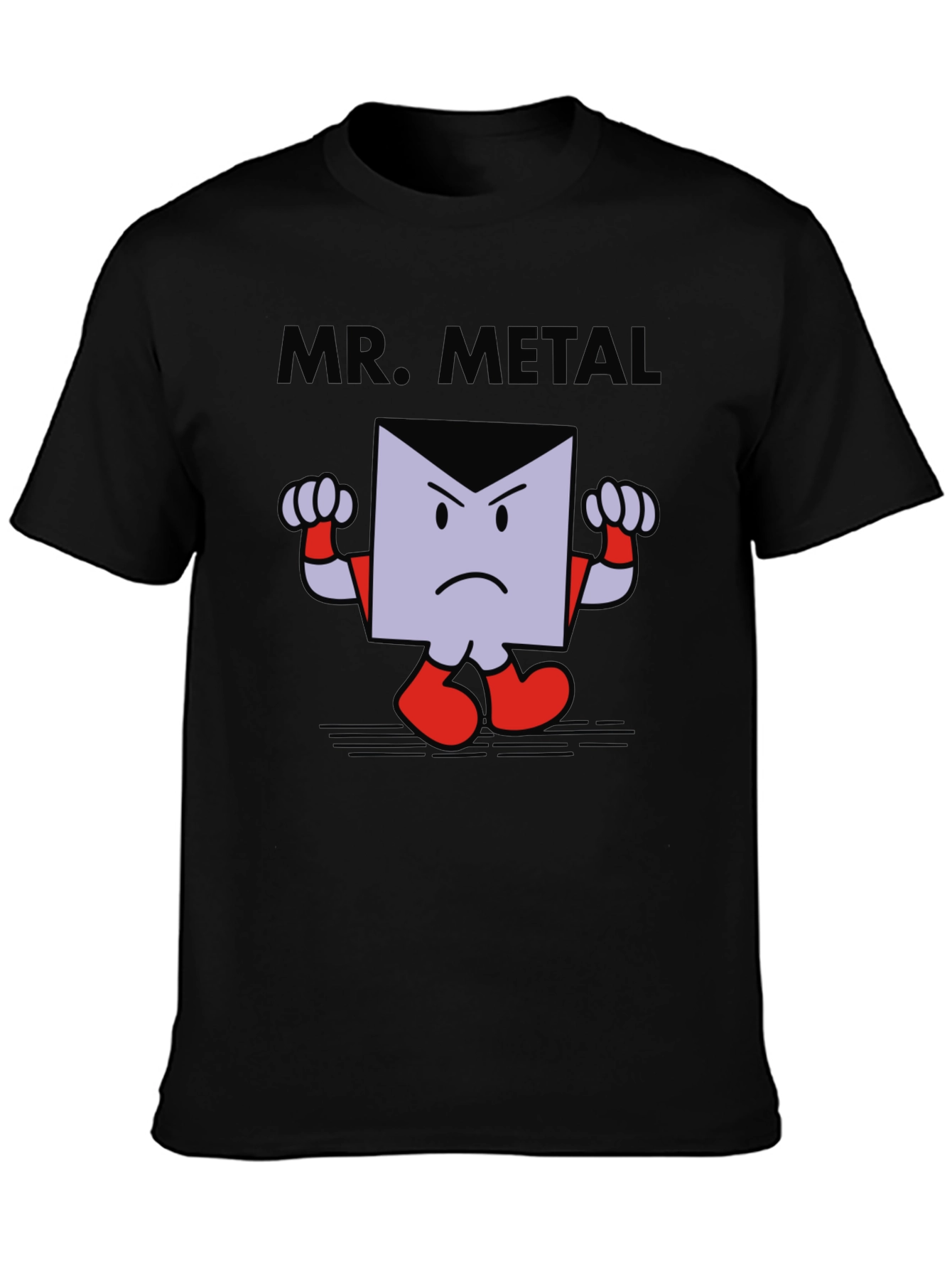 Mr. Metal Cartoon Graphic Print Black T-Shirt