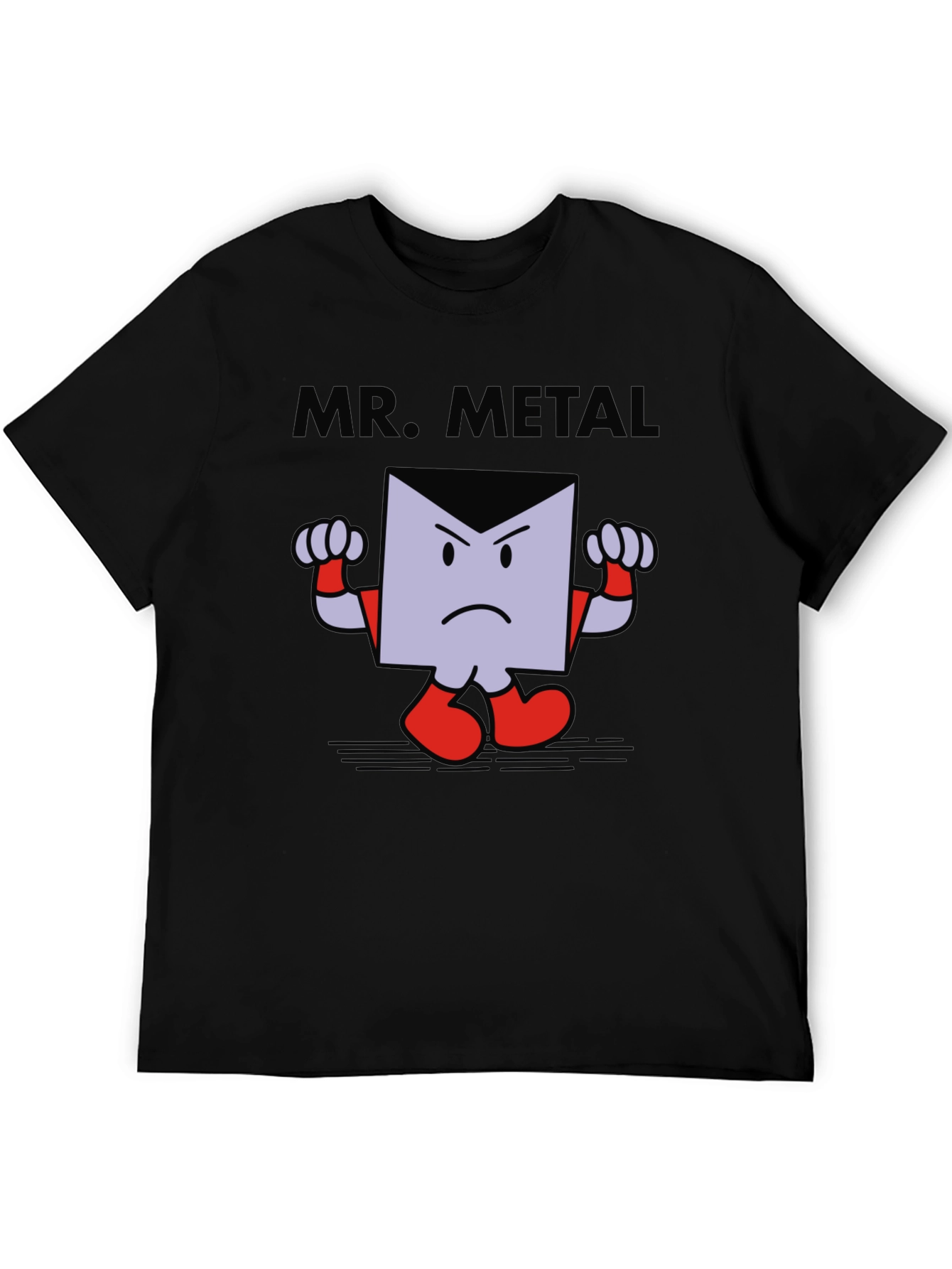 Mr. Metal Cartoon Graphic Print Black T-Shirt