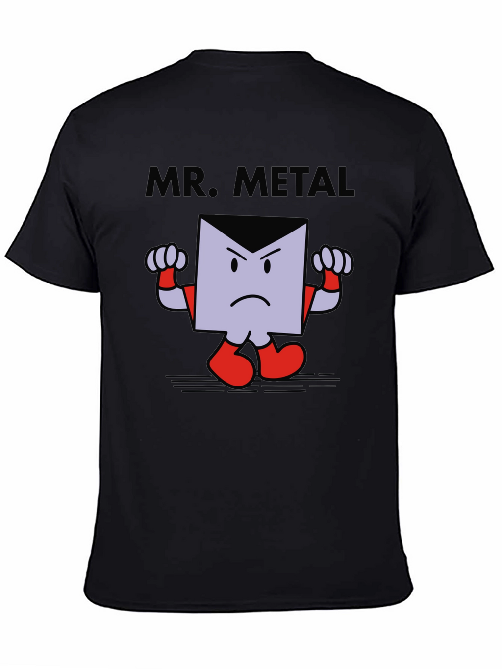 Mr. Metal Cartoon Graphic Print Black T-Shirt