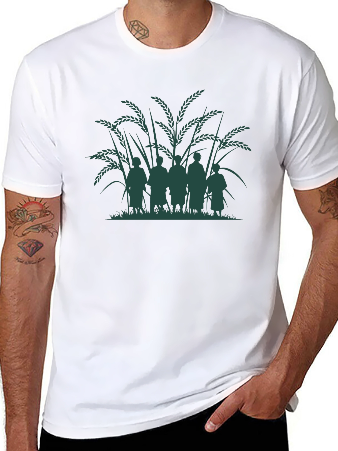 Nature Print Black T-Shirt