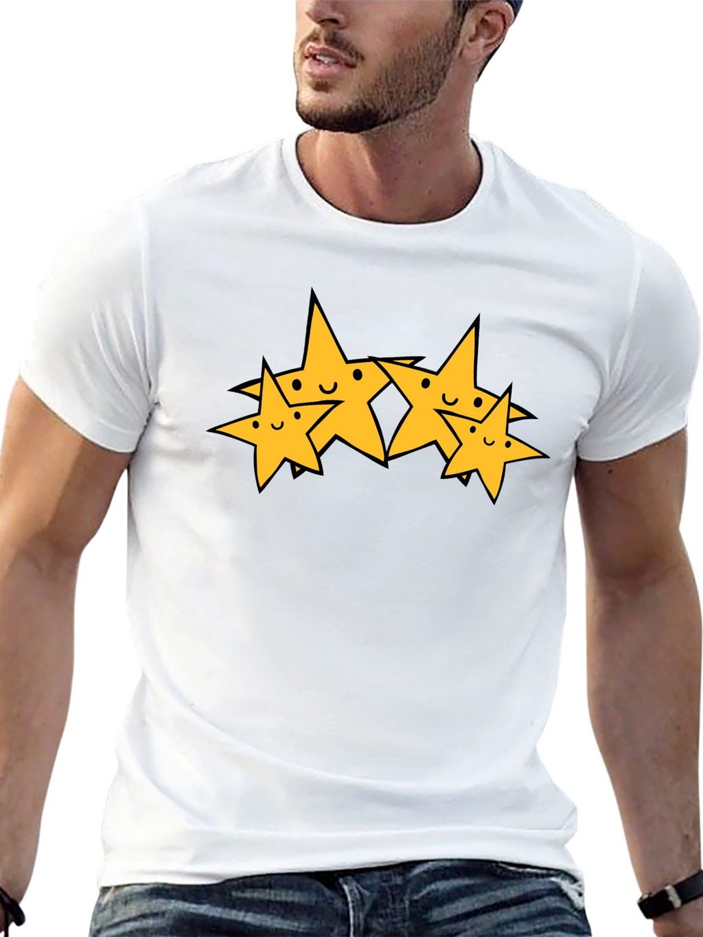 Cute Cartoon Star Graphic Black T-Shirt