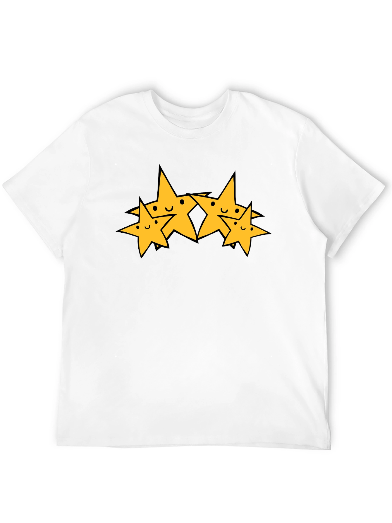Cute Cartoon Star Graphic Black T-Shirt