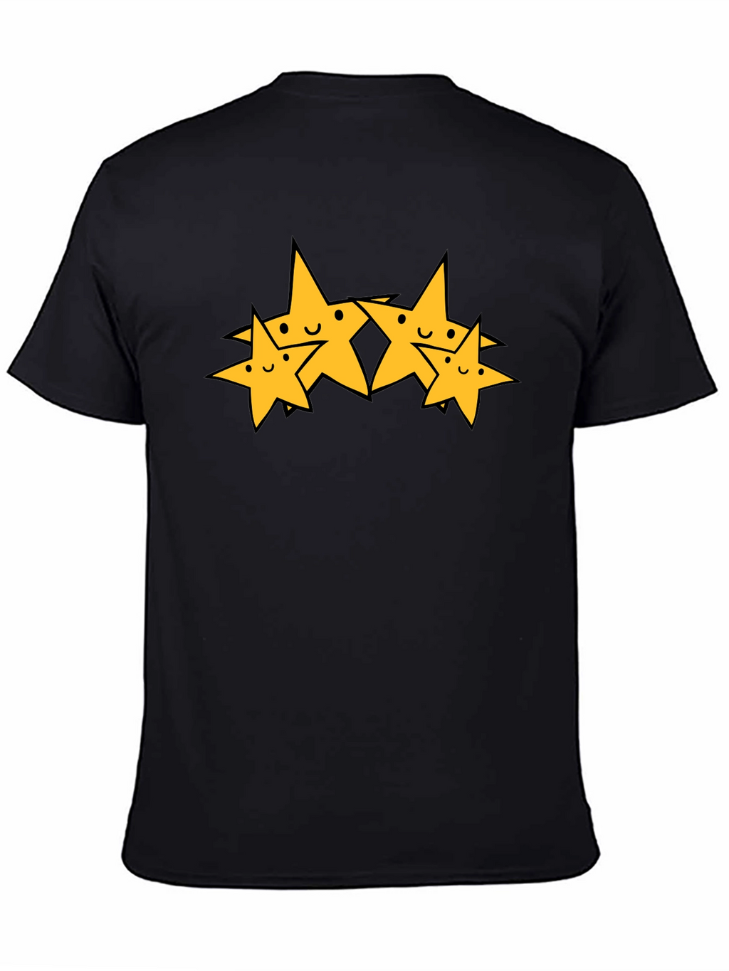 Cute Cartoon Star Graphic Black T-Shirt