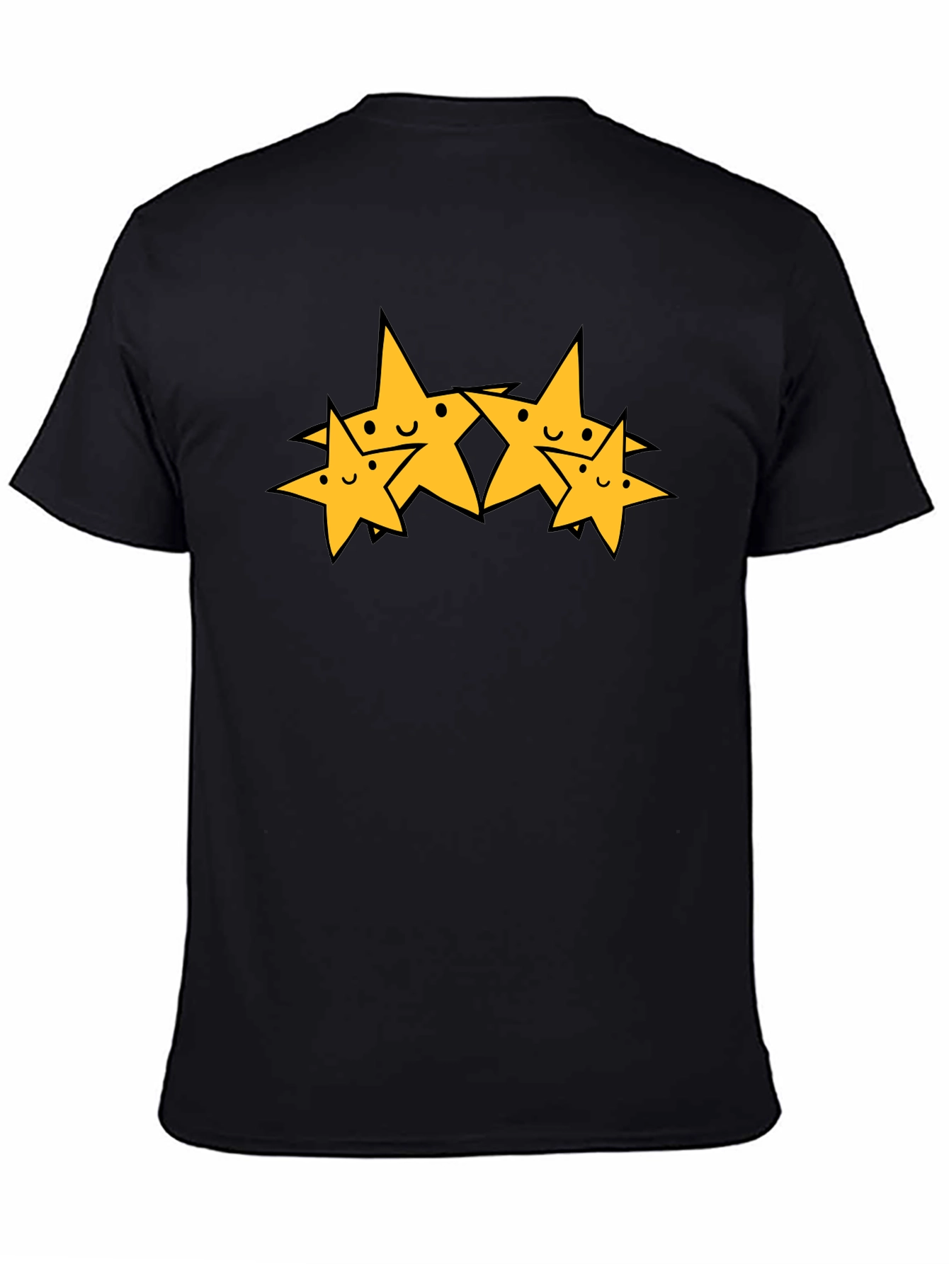 Cute Cartoon Star Graphic Black T-Shirt