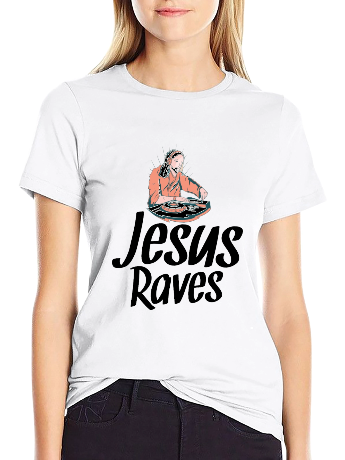 Jesus Raves Graphic T-Shirt - Unique DJ Design