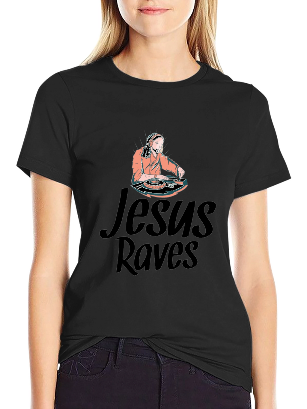 Jesus Raves Graphic T-Shirt - Unique DJ Design