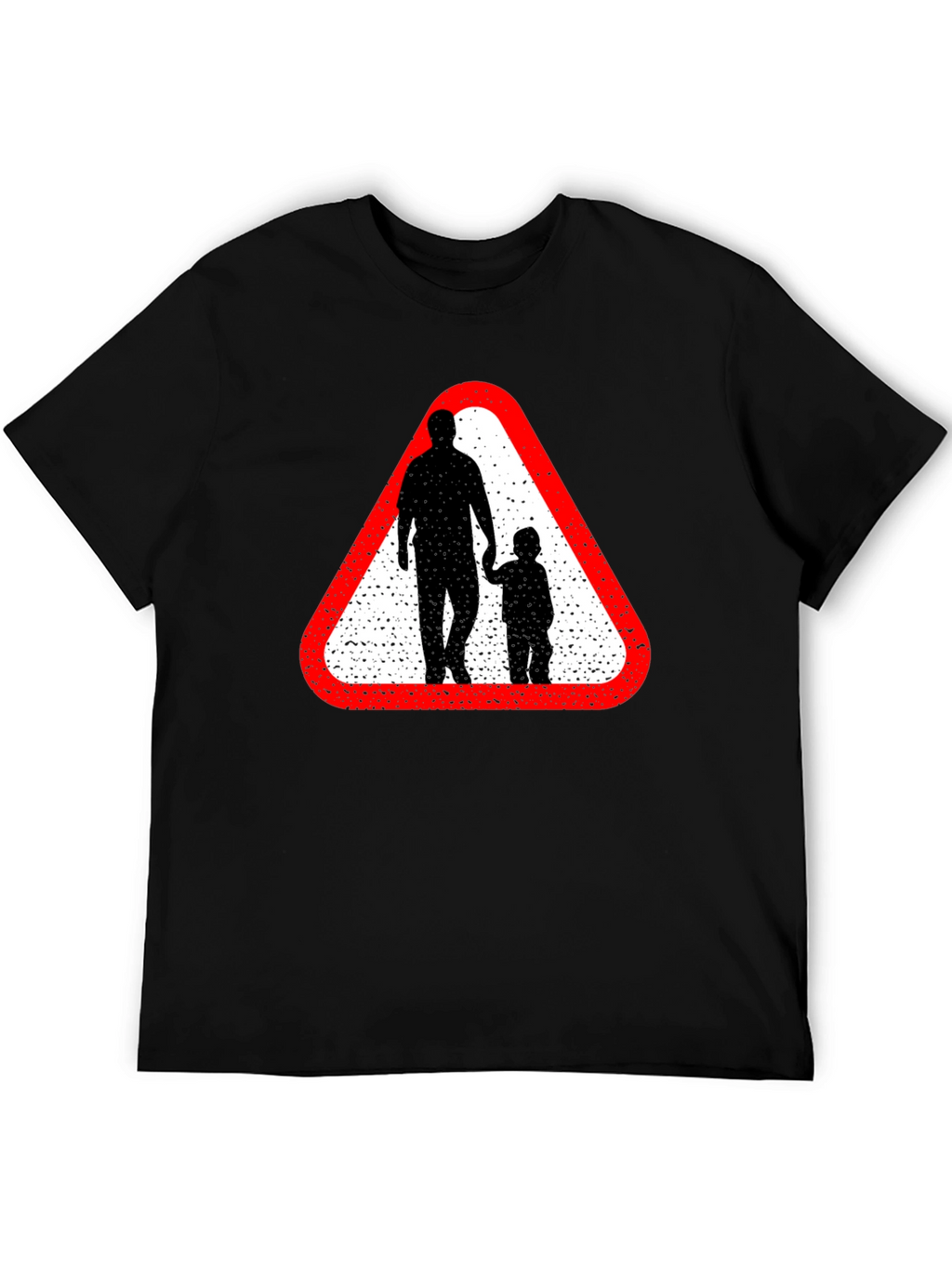 Dad and Child Road Sign Black T-Shirt