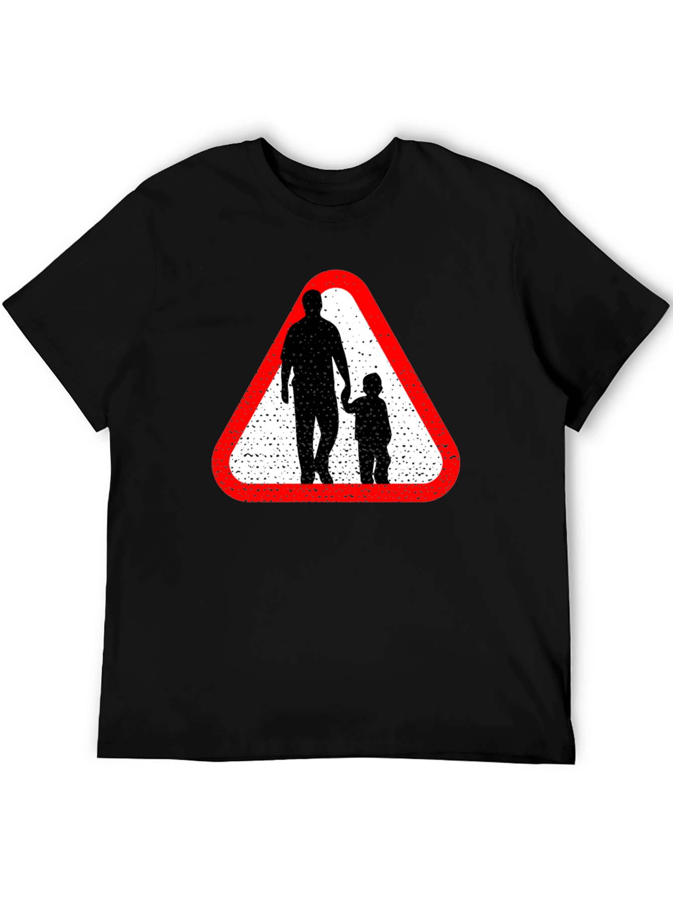 Dad and Child Road Sign Black T-Shirt