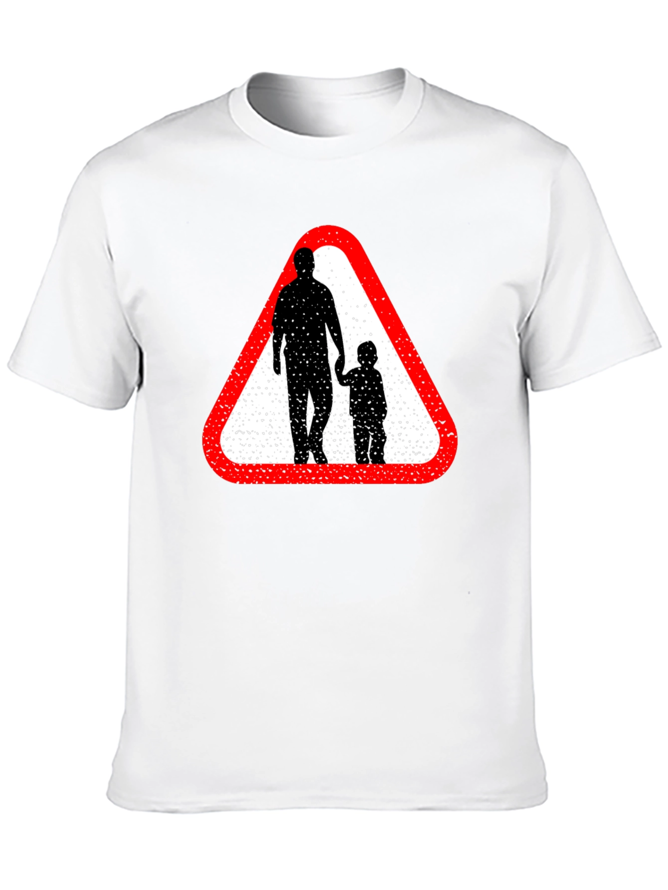 Dad and Child Road Sign Black T-Shirt