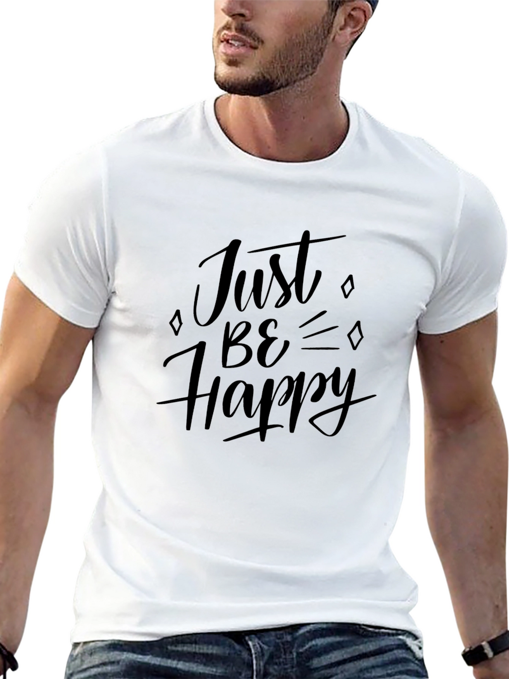 Just Be Happy Graphic T-Shirt - Black