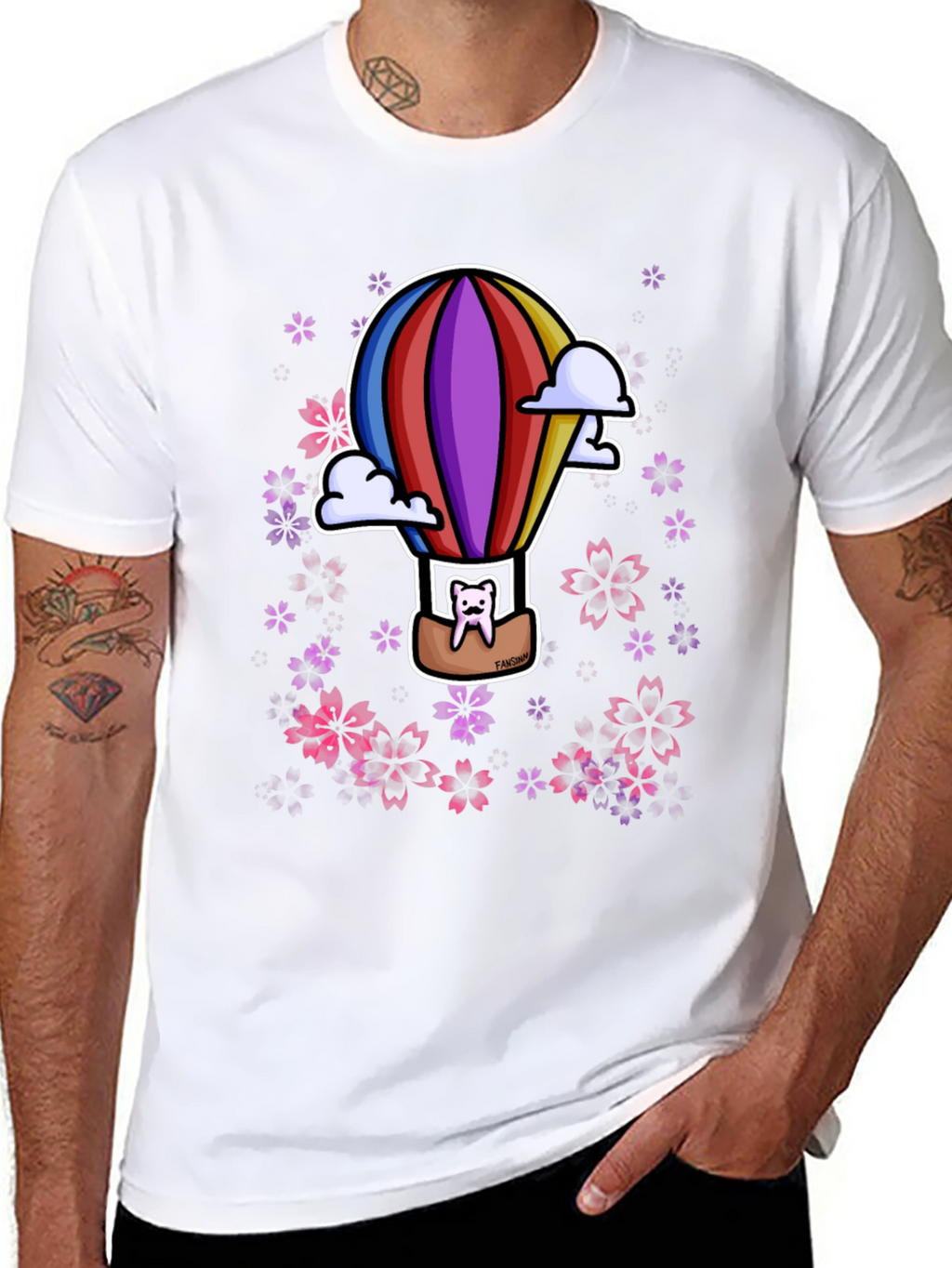 Hot Air Balloon Cat Graphic Tee