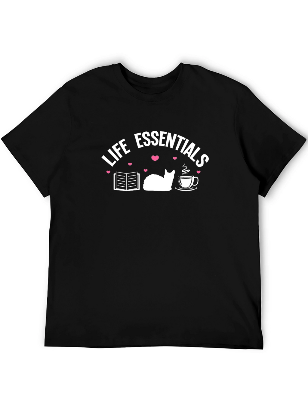 Life Essentials T-Shirt: Book Cat Coffee