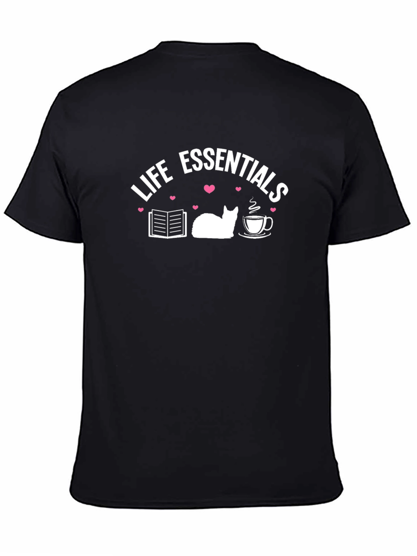 Life Essentials T-Shirt: Book Cat Coffee