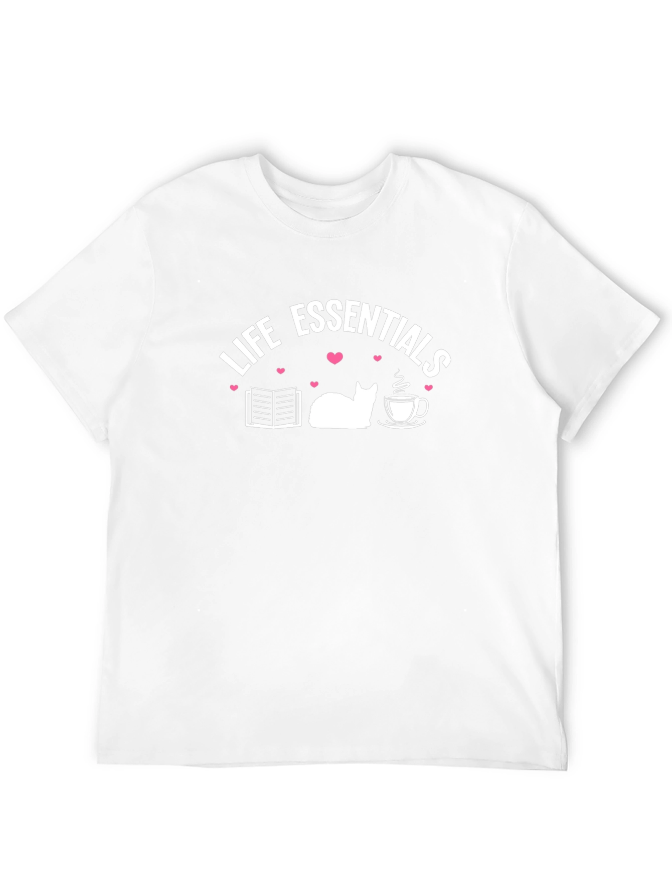 Life Essentials T-Shirt: Book Cat Coffee