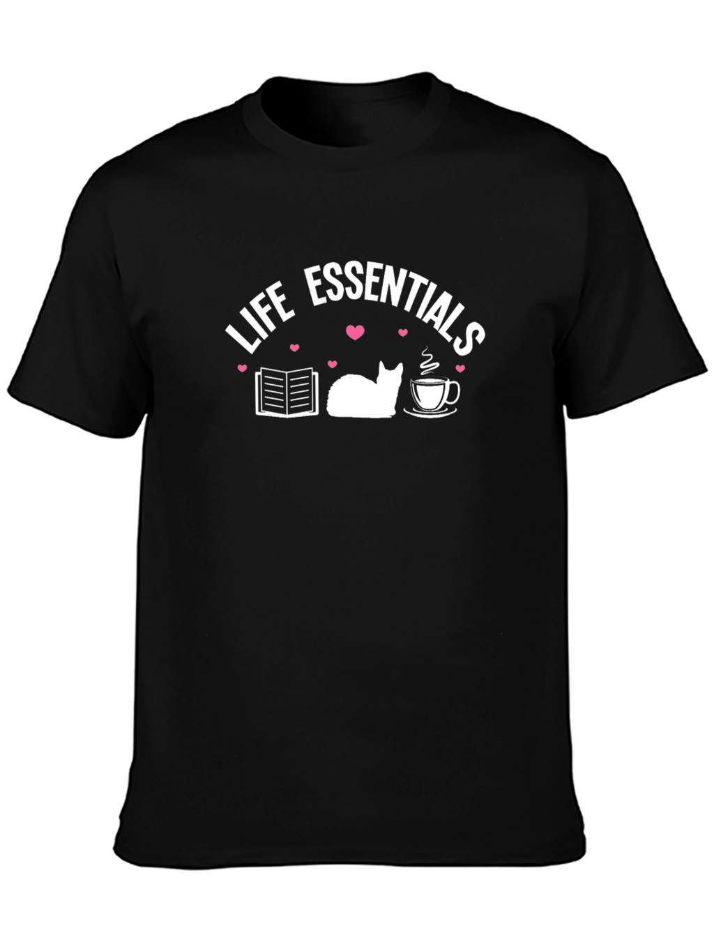 Life Essentials T-Shirt: Book Cat Coffee