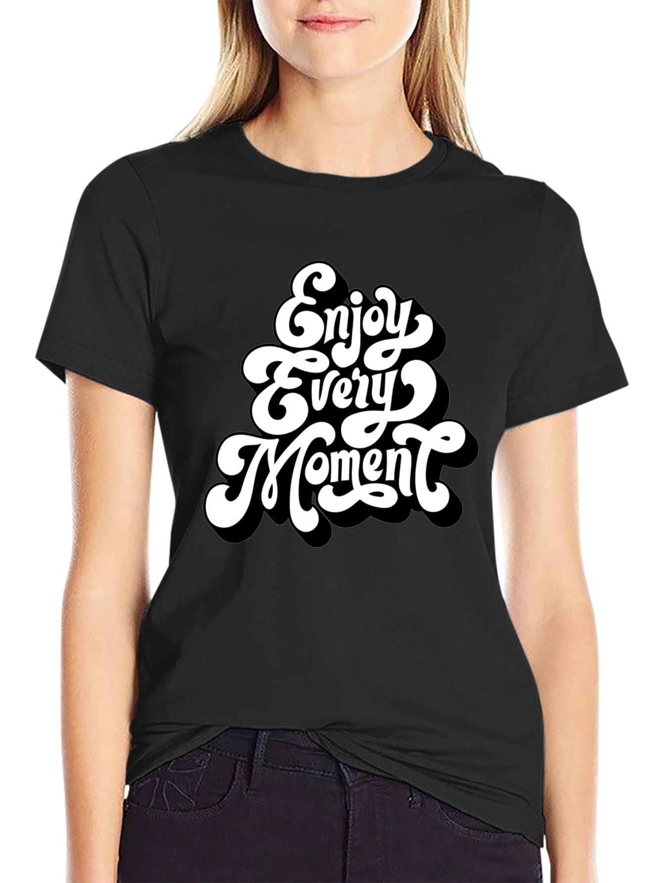 Enjoy Every Moment Black Graphic Tee