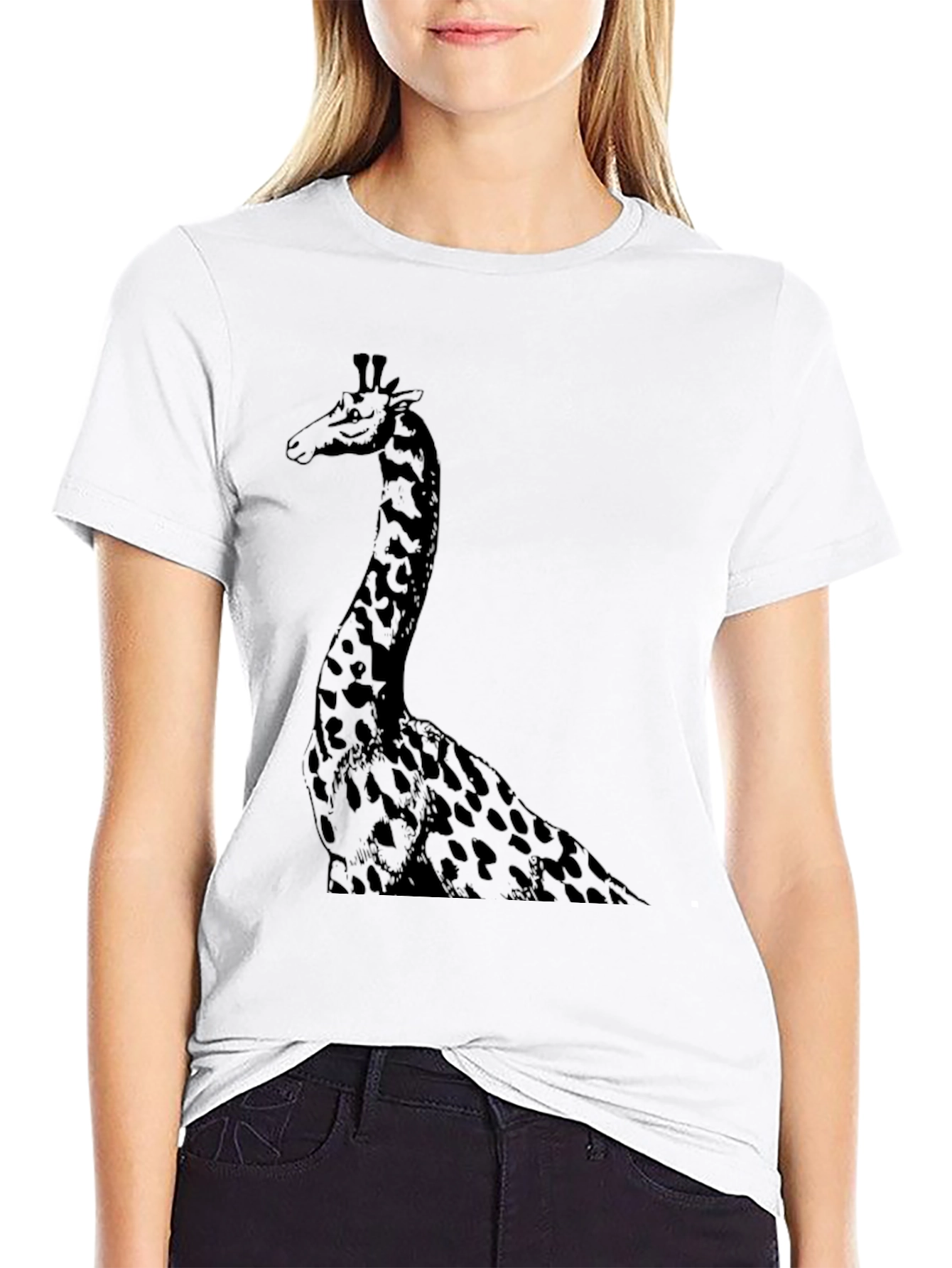 Giraffe Graphic Tee - Black Cotton Comfort
