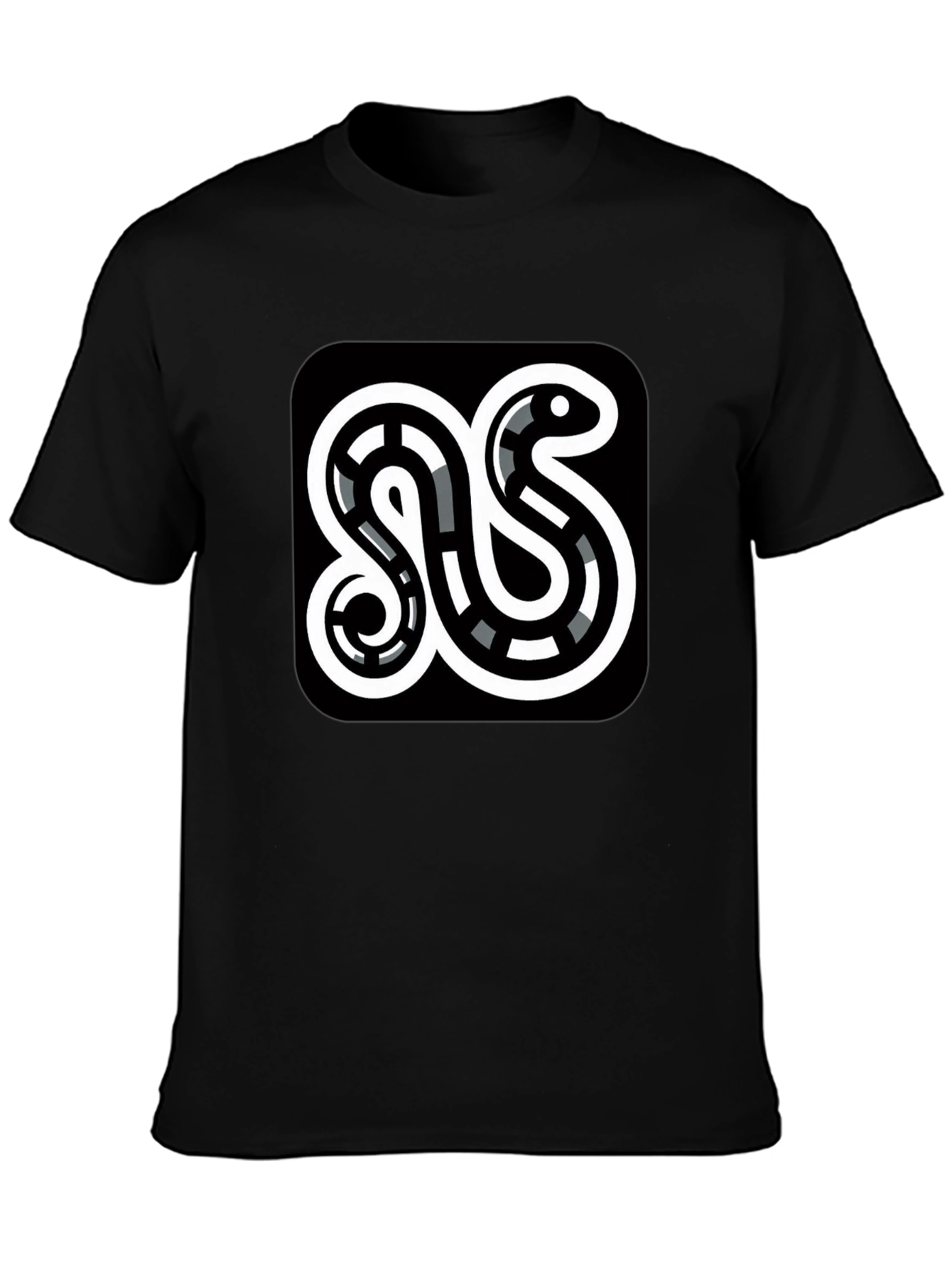 Modern Snake Graphic Black T-Shirt