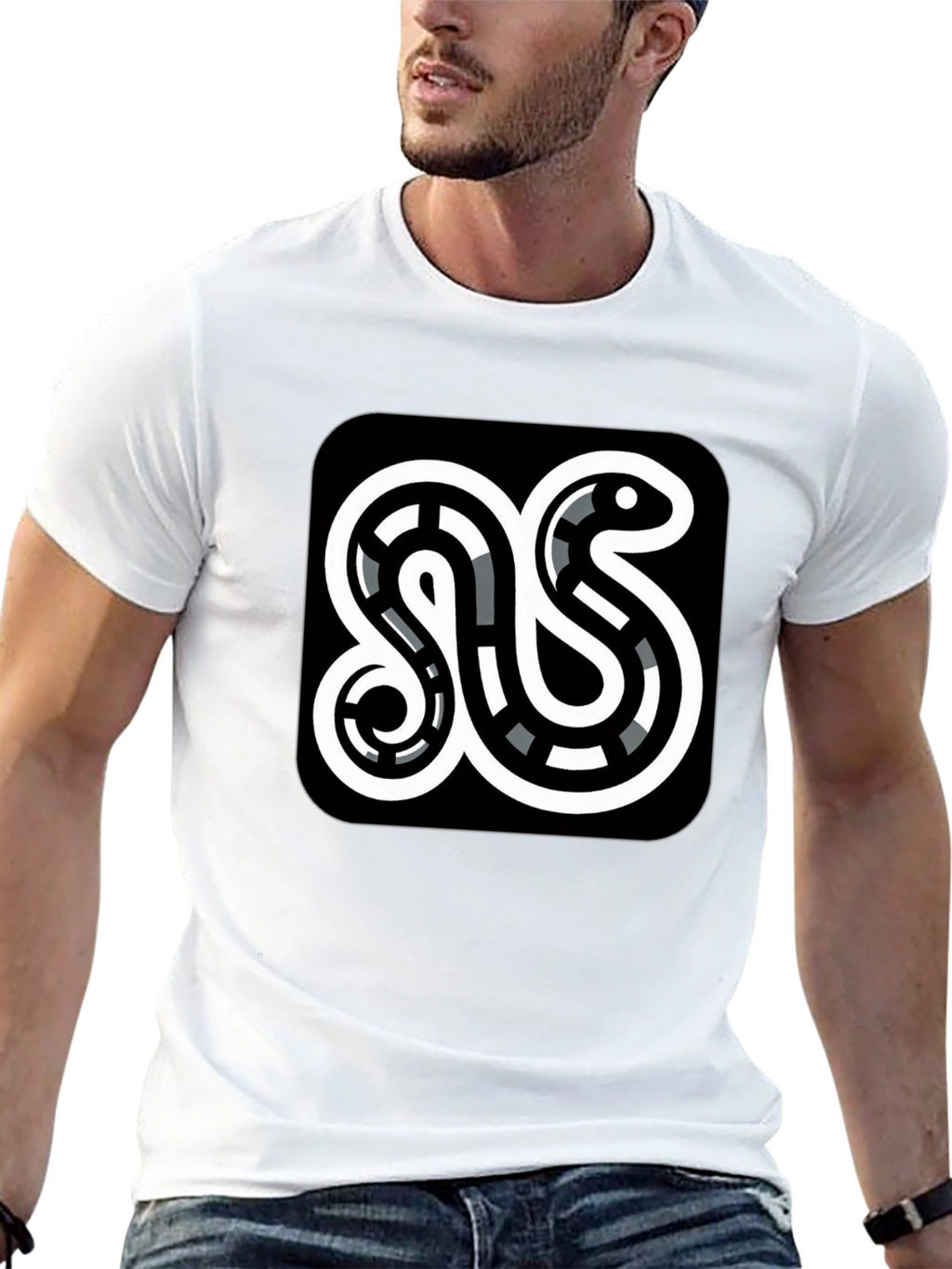 Modern Snake Graphic Black T-Shirt