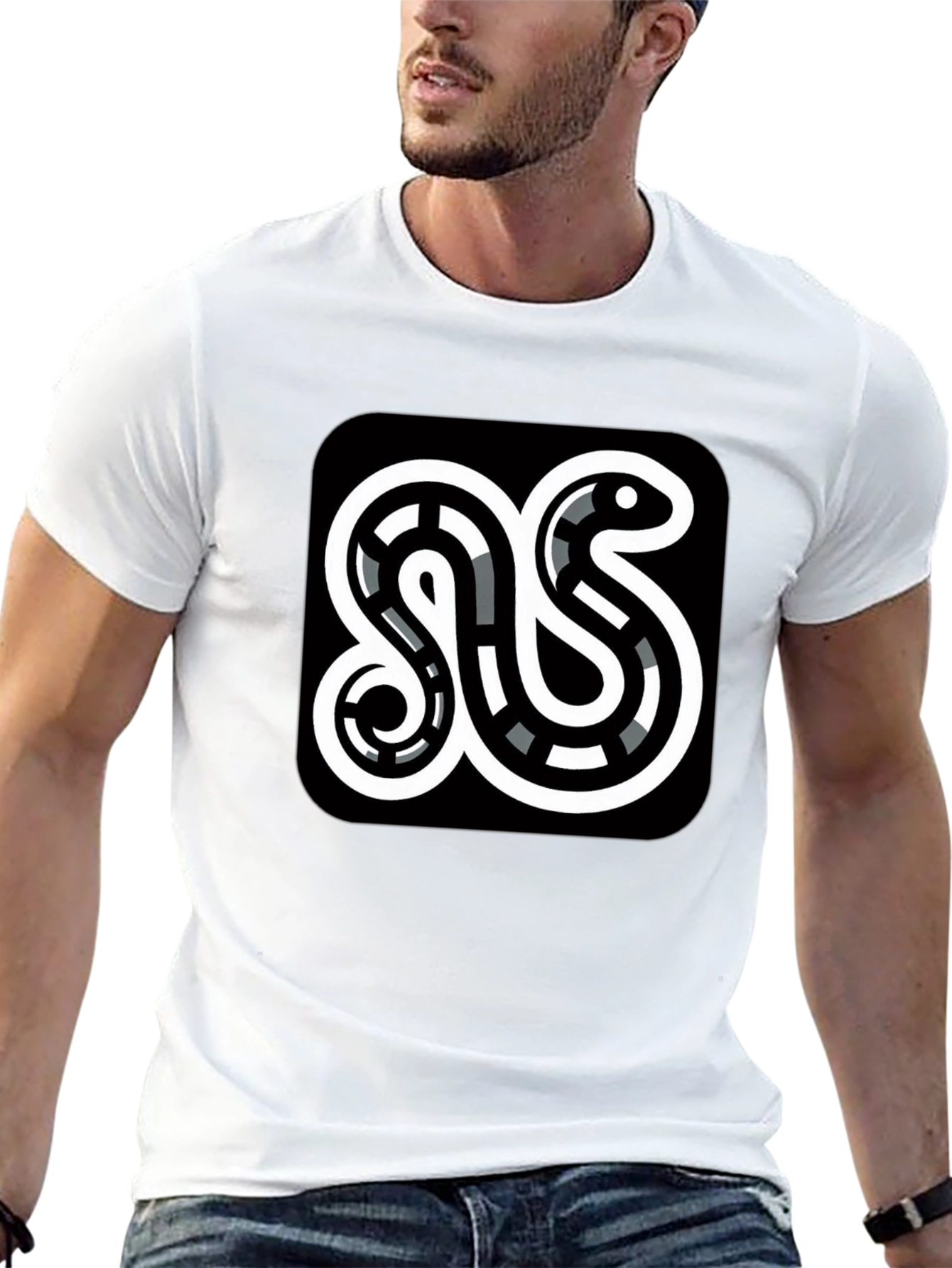 Modern Snake Graphic Black T-Shirt