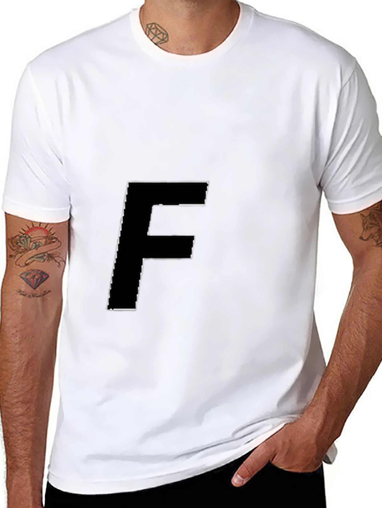 Modern Black T-Shirt with Bold F Graphic