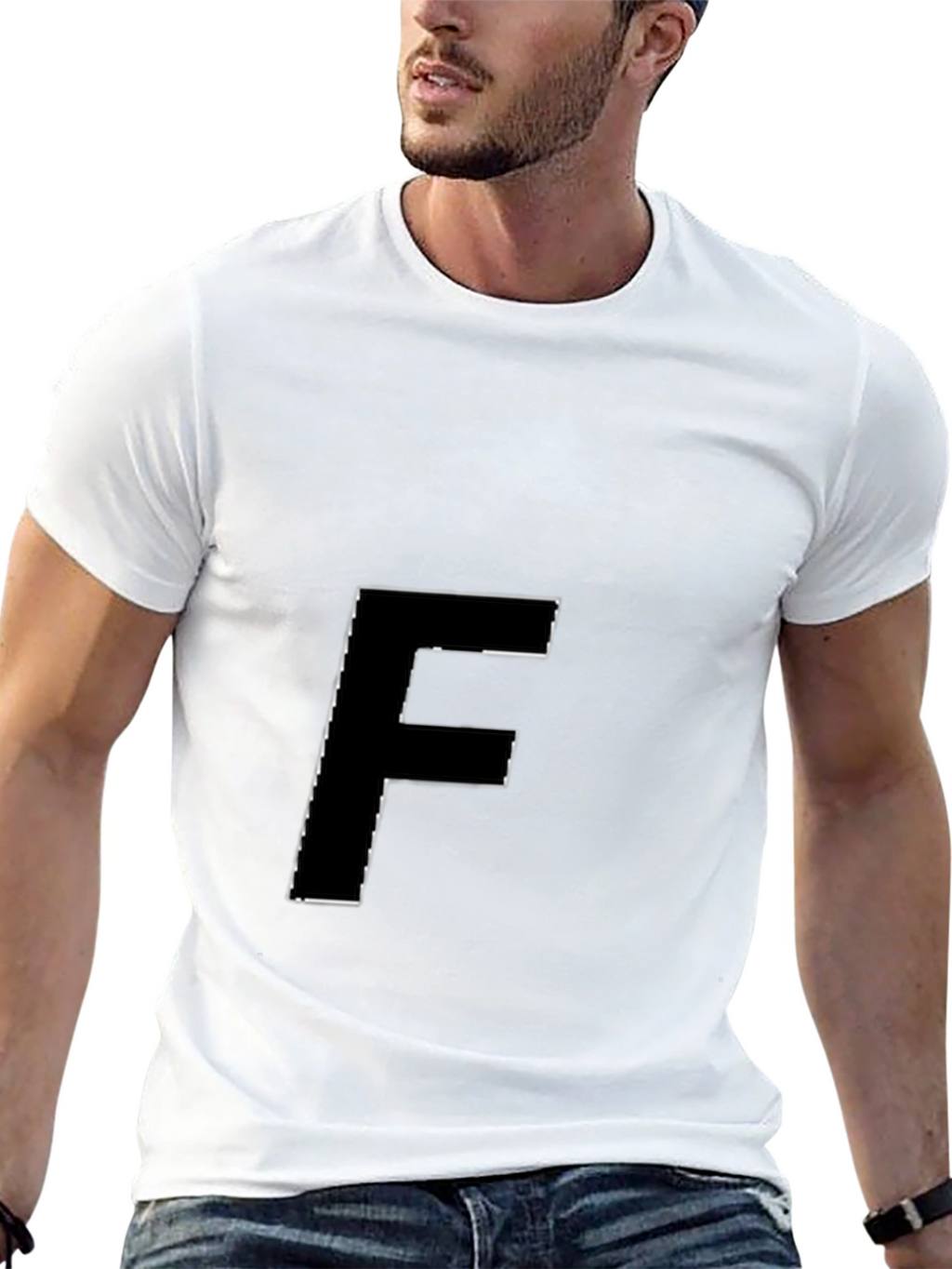 Modern Black T-Shirt with Bold F Graphic