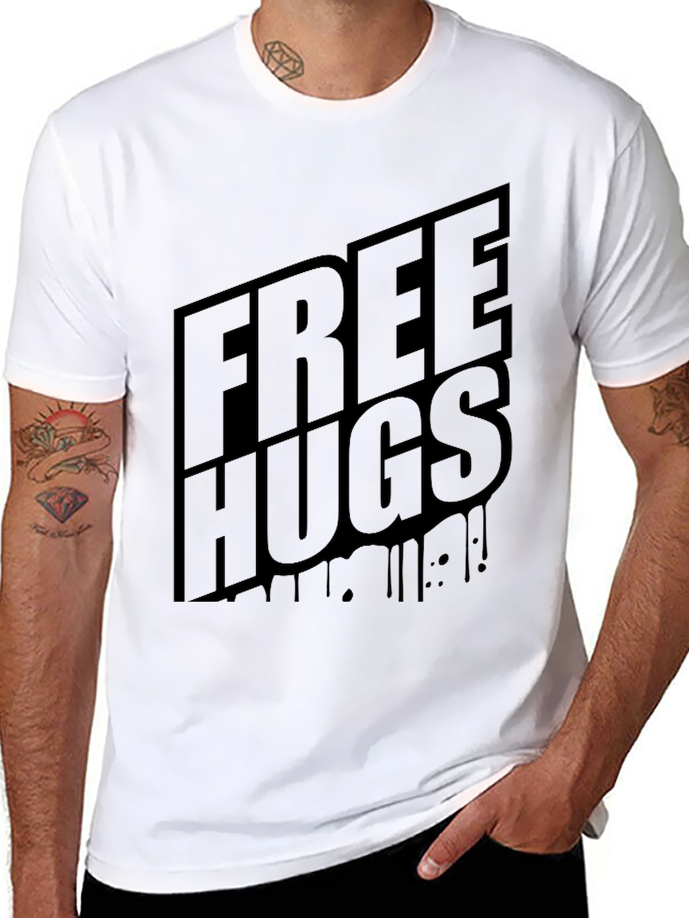 Free Hugs Graphic T-Shirt - Black