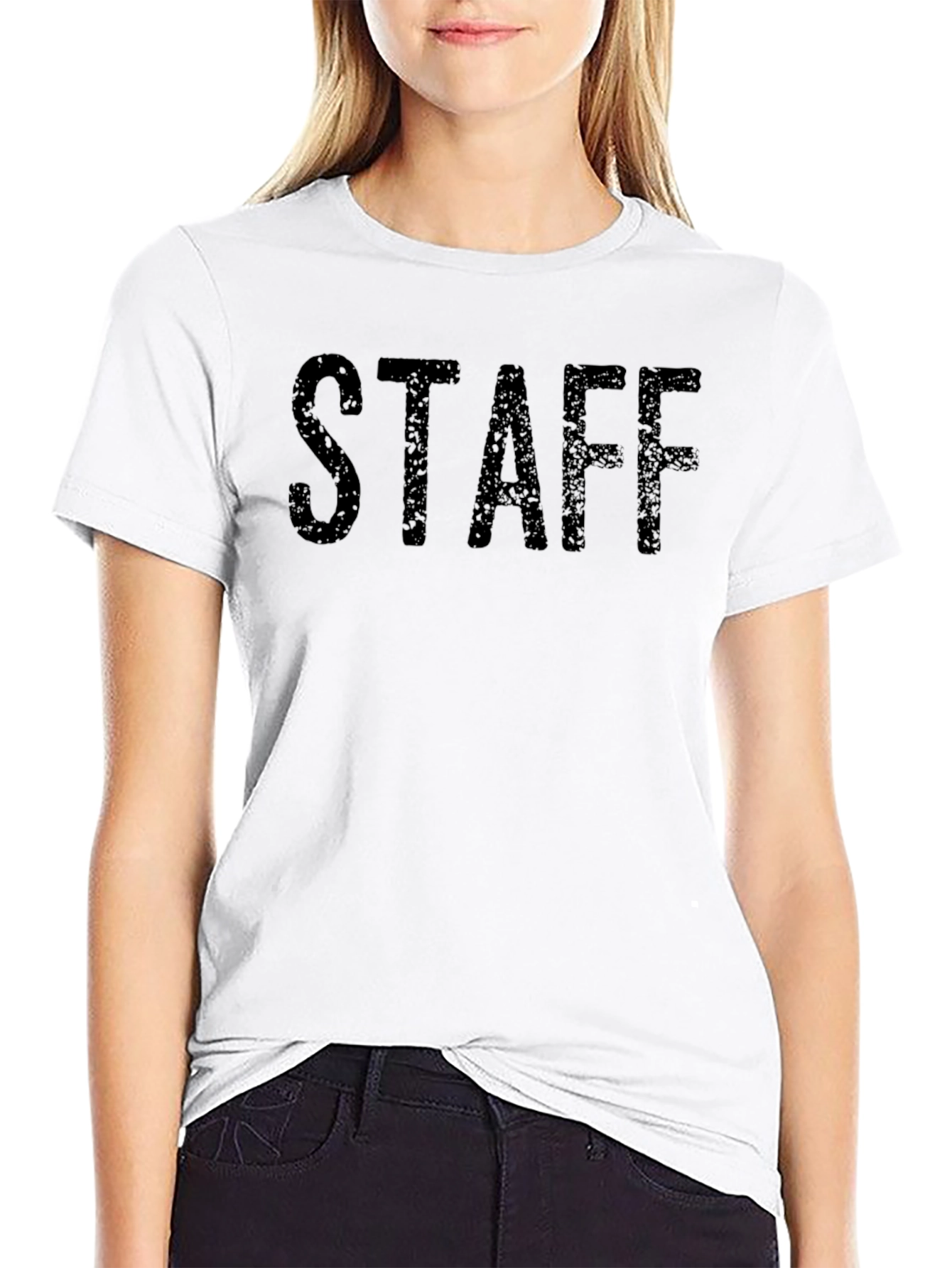 Black Staff Graphic Crew Neck T-Shirt