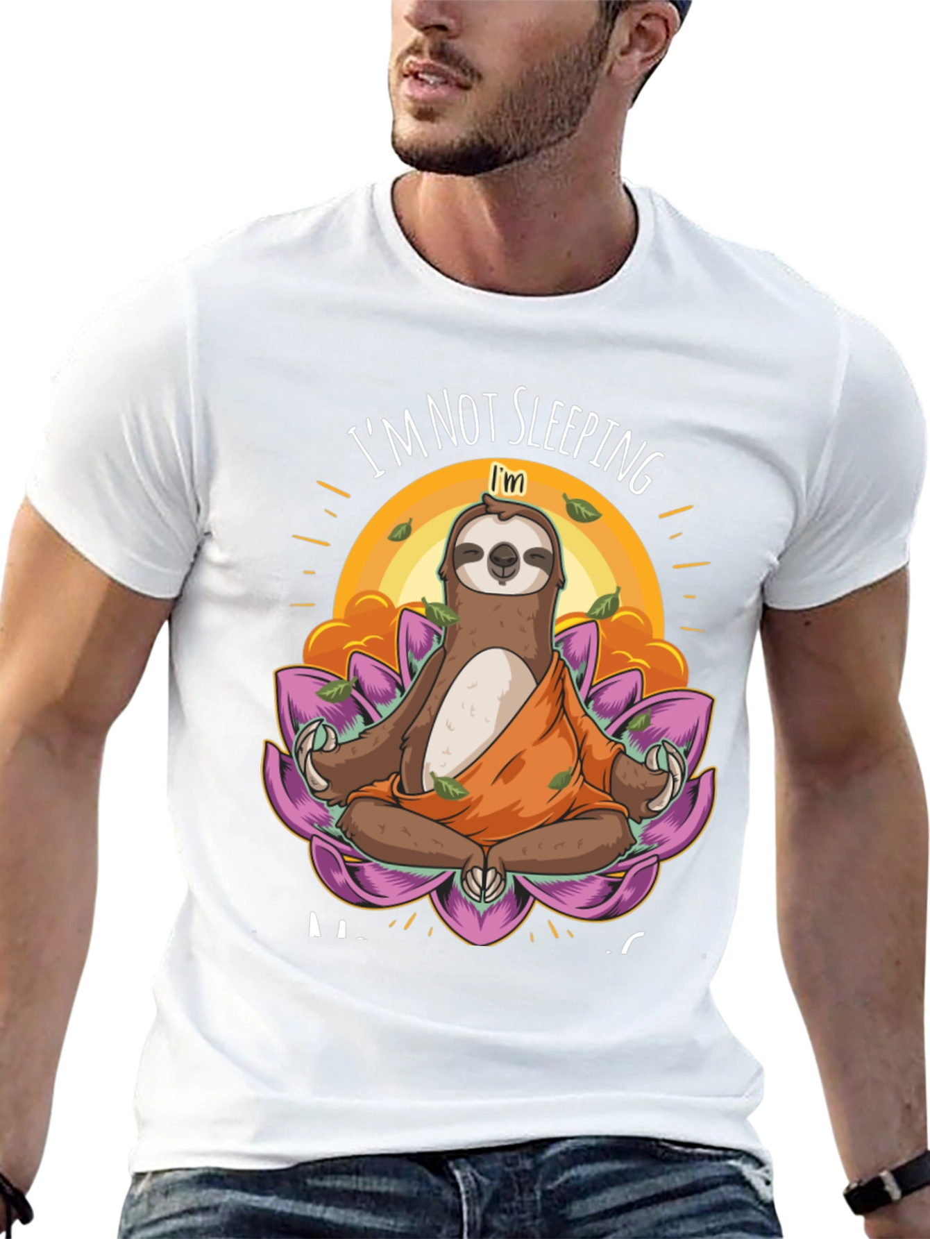 Meditating Sloth Graphic Tee - Funny Yoga Shirt