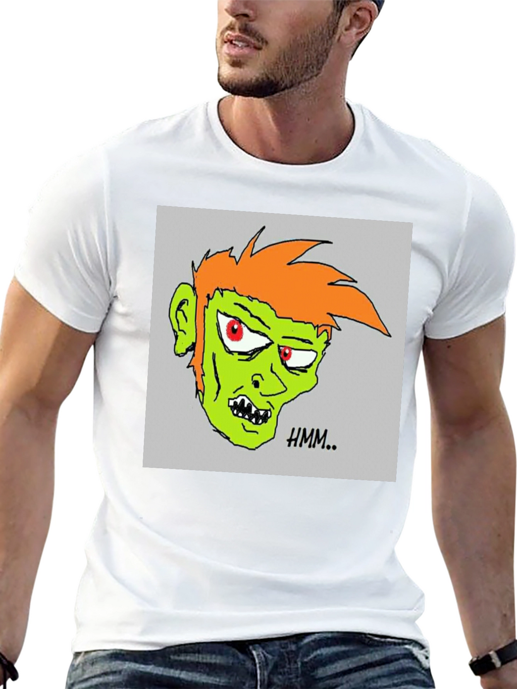 Hmm.. Zombie Graphic Print Black T-Shirt