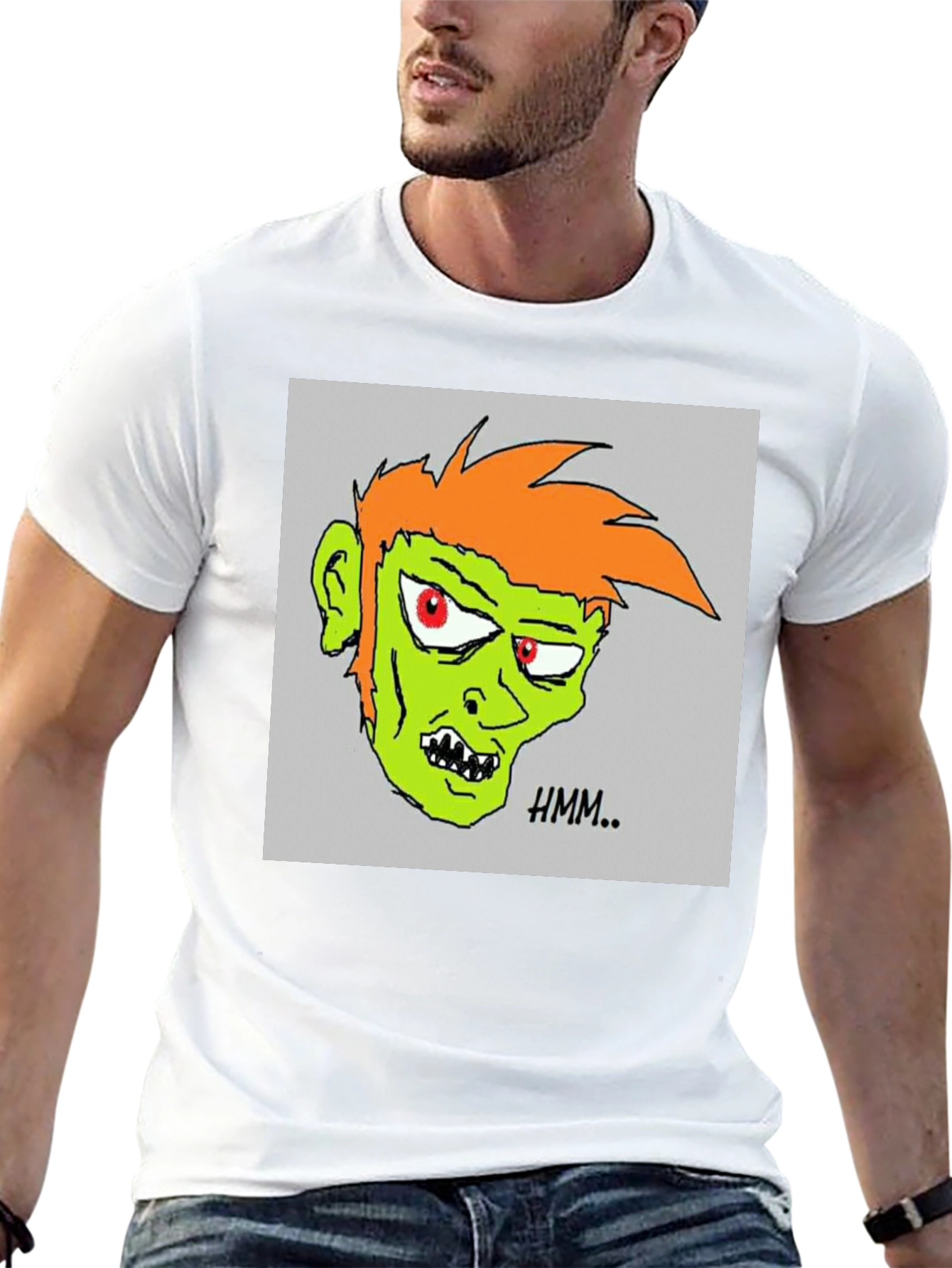 Hmm.. Zombie Graphic Print Black T-Shirt