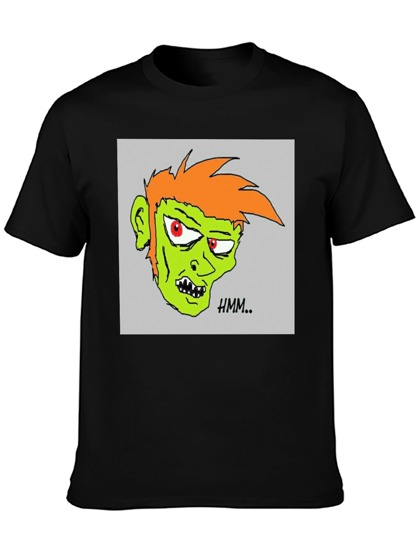 Hmm.. Zombie Graphic Print Black T-Shirt