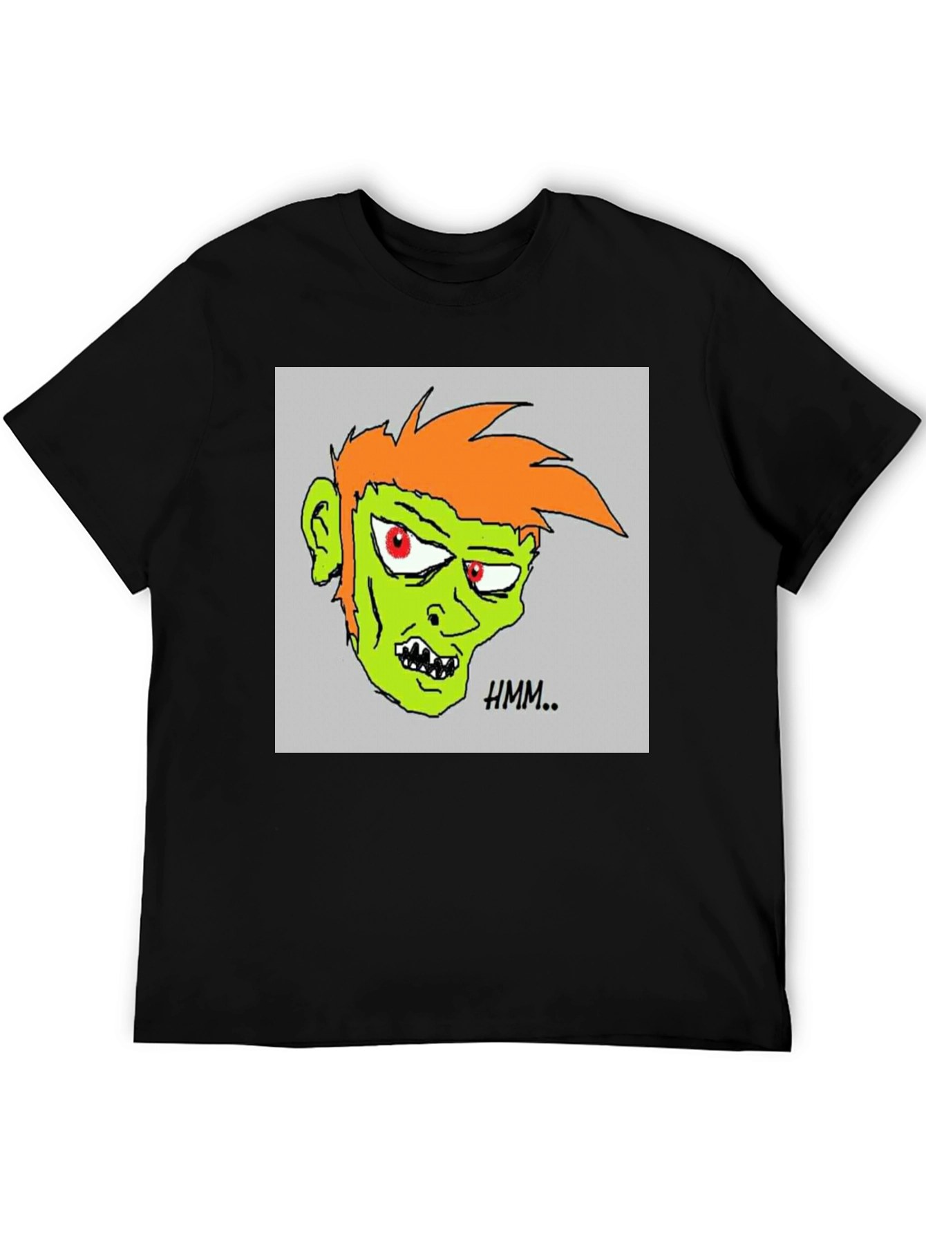 Hmm.. Zombie Graphic Print Black T-Shirt