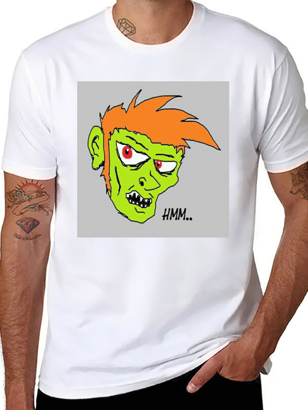 Hmm.. Zombie Graphic Print Black T-Shirt