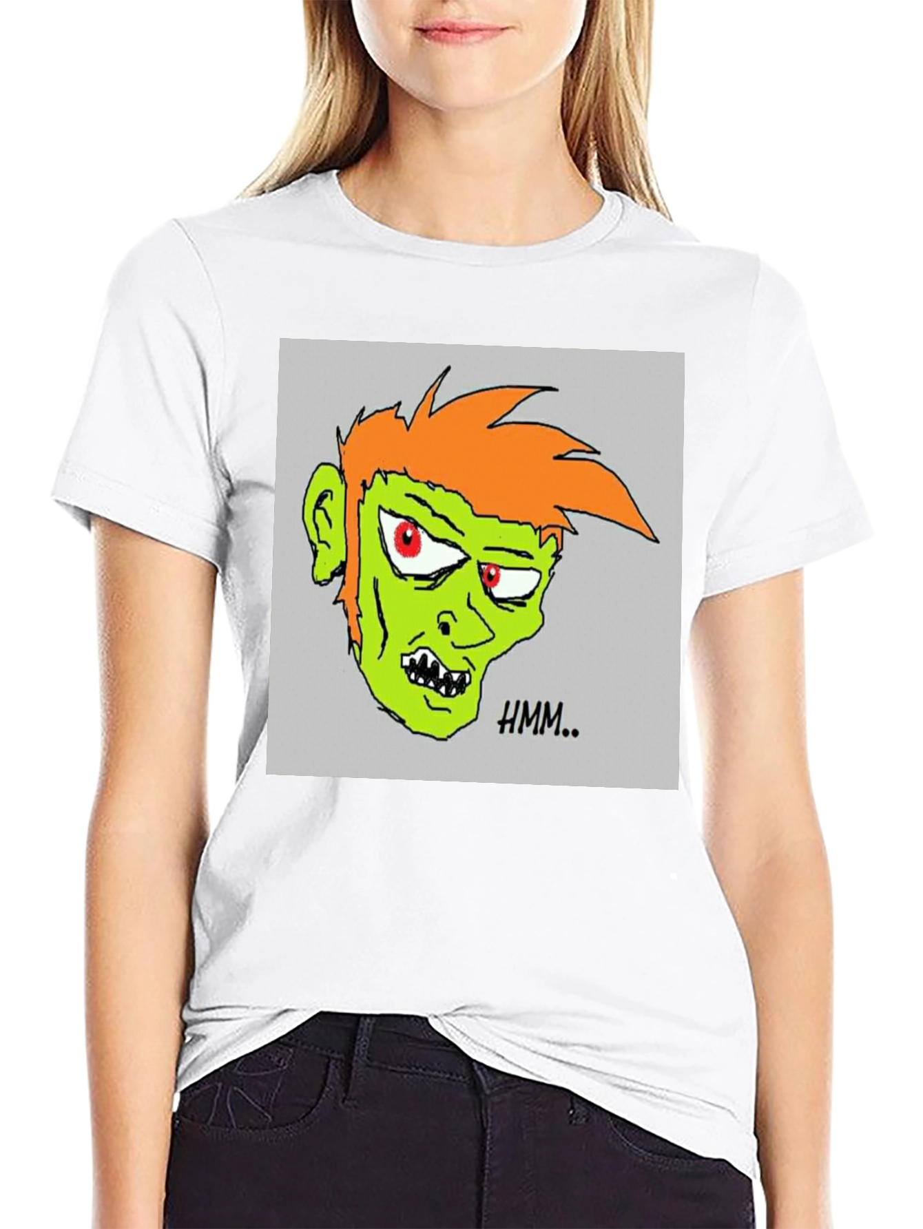 Hmm.. Zombie Graphic Print Black T-Shirt