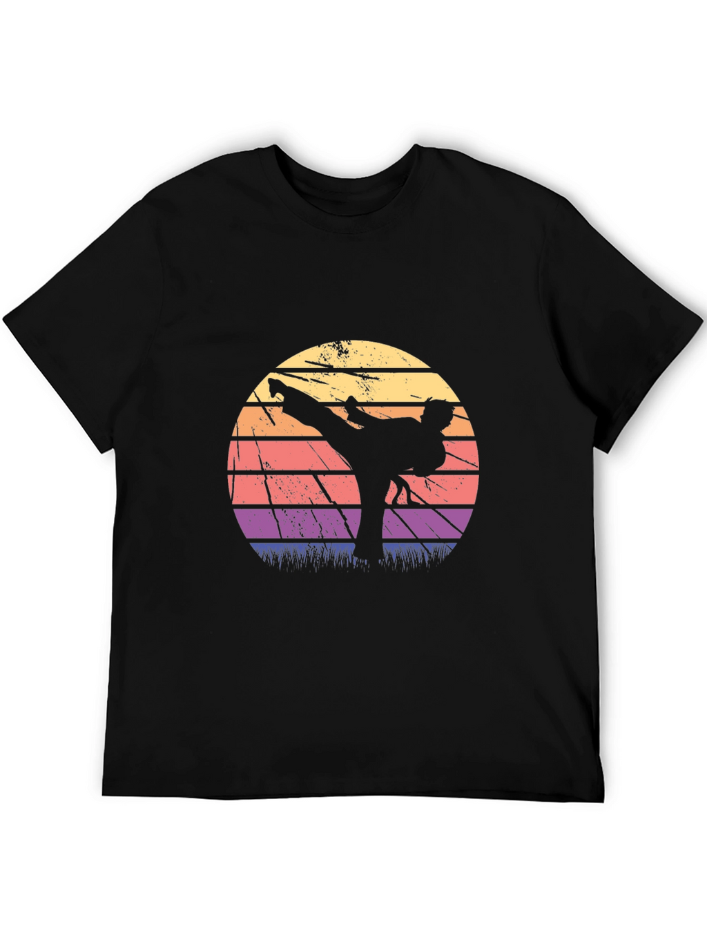 Retro Karate Sunset Graphic T-Shirt